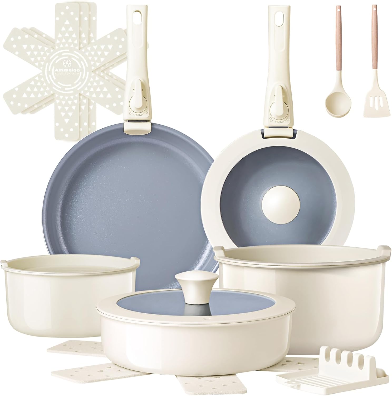 Ammeloo Ceramic Cookware Set, 18-Piece