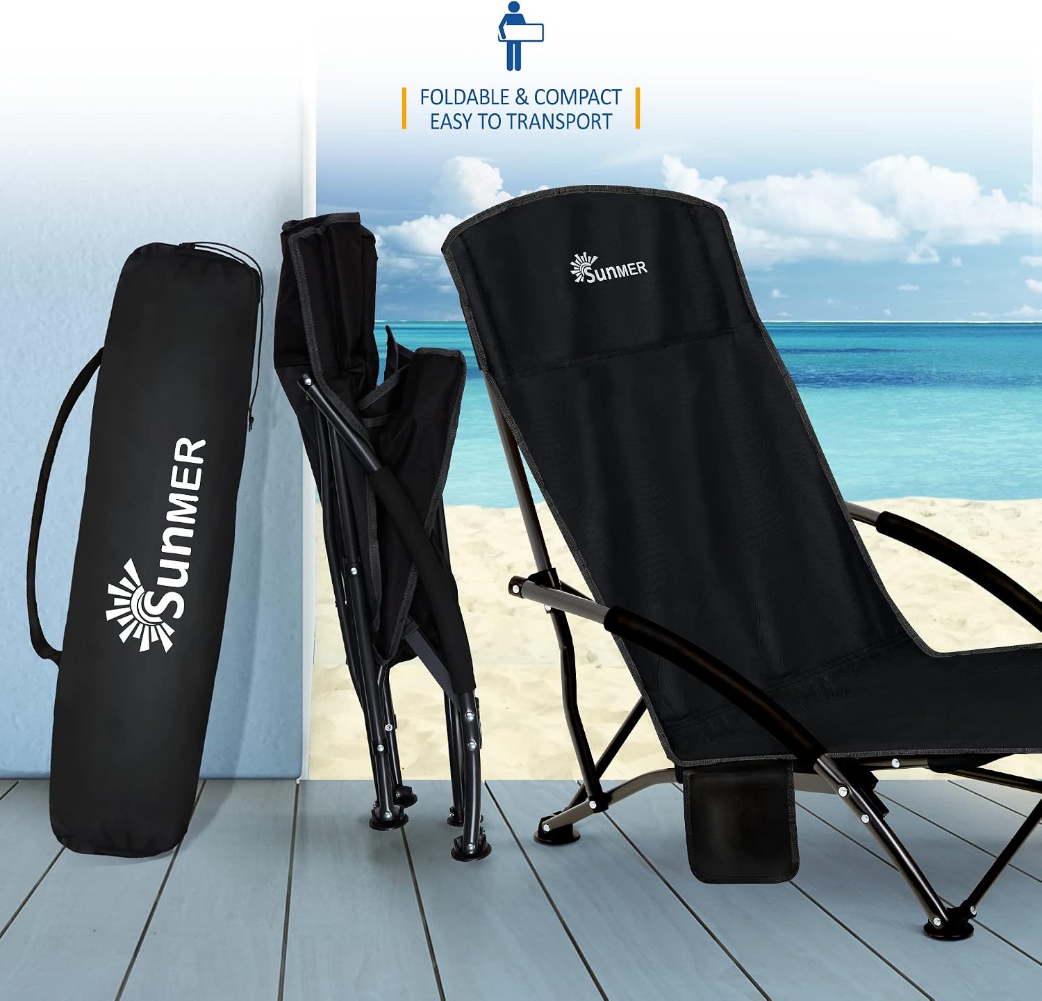 Thumbnail 3 de SUNMER Set of 2 Folding Beach Chairs – Practical, Lightweight and sturdy outdoor seats