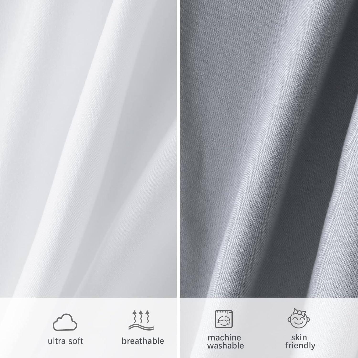 Detalle 2 de Biloban 4-Pack Fitted Mini Crib Sheets, Soft Microfiber in Gray, Navy & White