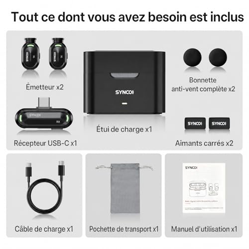 Thumbnail 7 de SYNCO SMICT Micro Cravate Sans Fil IA pour Android — Deux micros, IA en temps réel