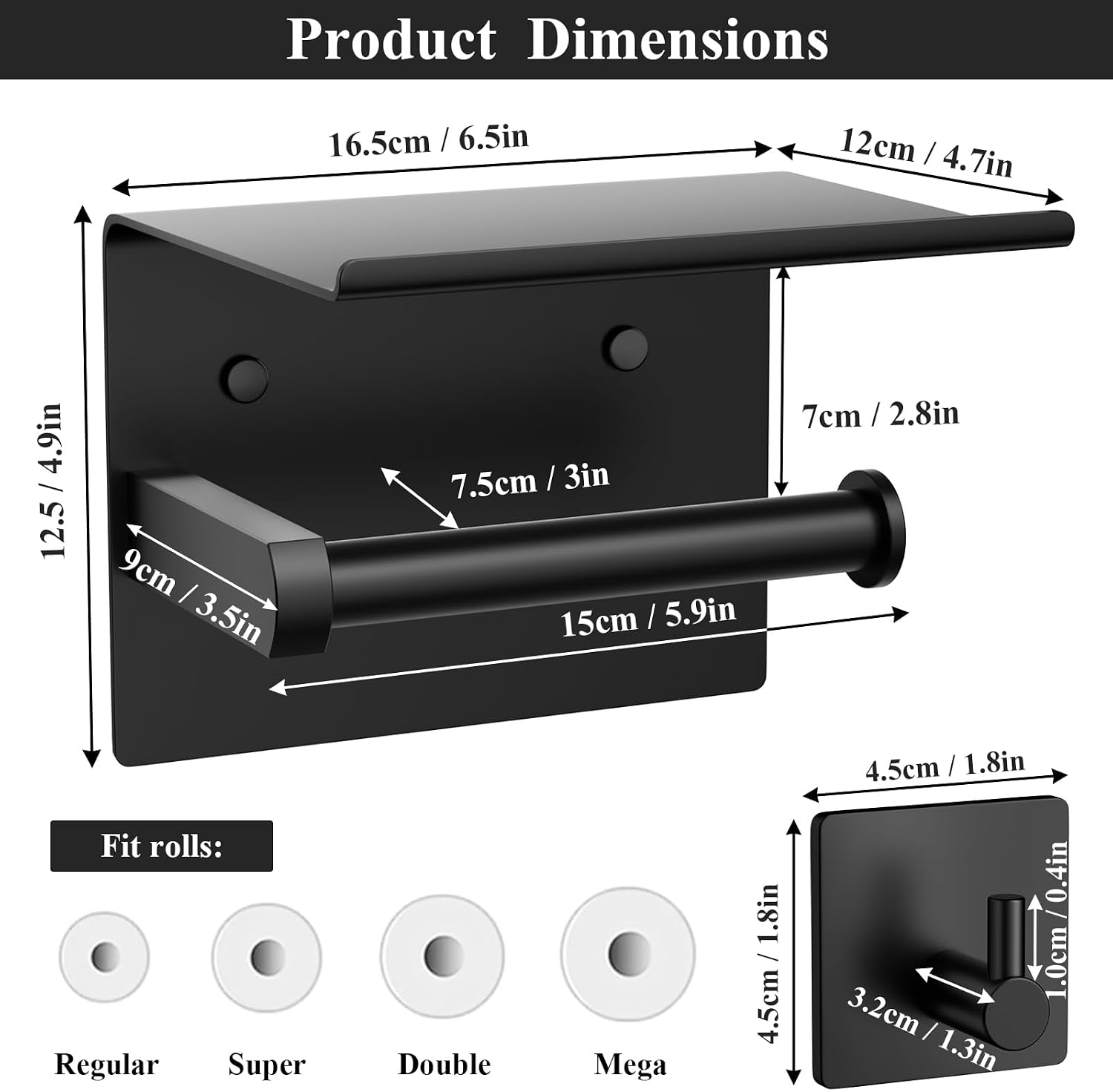Detalle de Tindbea Toilet Paper Holder with Shelf, Stainless Steel