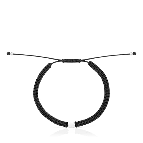 Thumbnail 1 de TOUS Pulsera para Mujer Motivo Oso de Plata de Primera Ley y Nylon Negro (17 cm) Colección Motivos