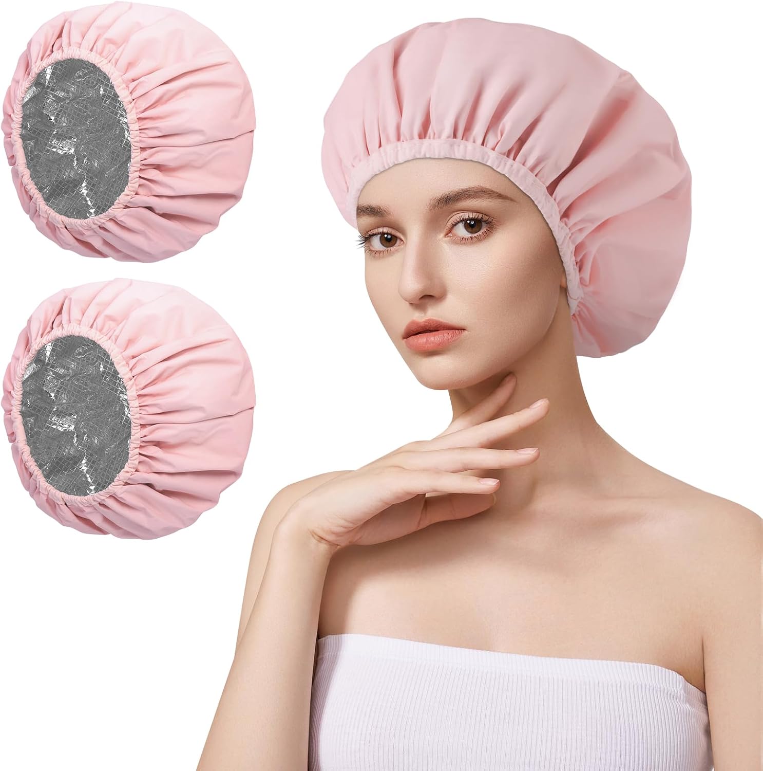 Detalle de AOGOE Bonnet chauffant pour soins capillaires 2 pièces