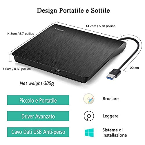 Thumbnail 3 de Cocopa Masterizzatore DVD Esterno: Lettore CD/DVD Portatile Ultra-Slim con USB 3.0