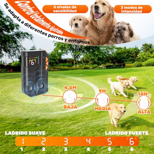 Detalle de Holercoco Antiladridos para Perros con AI Inteligente Ultrasonidos IPX6 Recargable