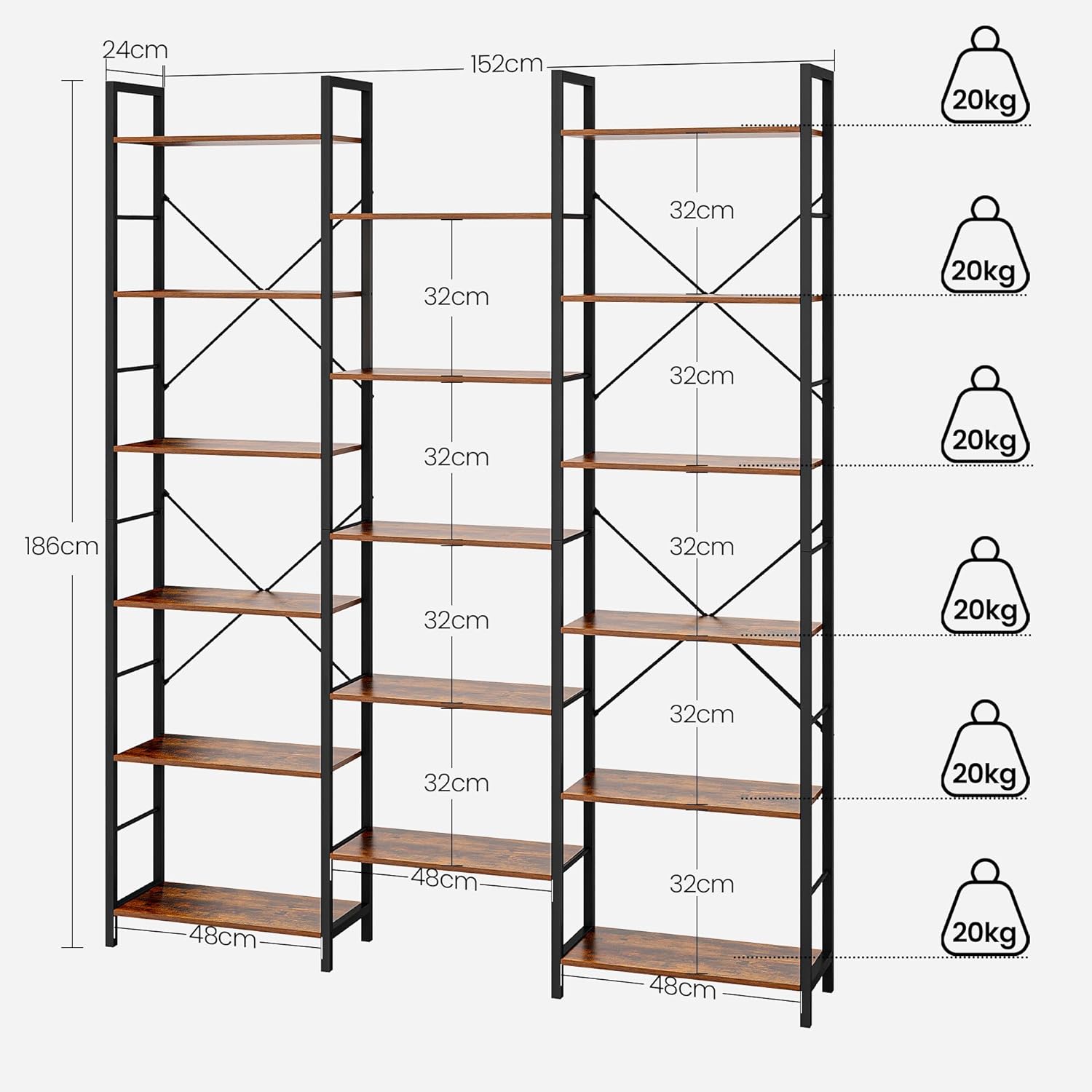 Detalle de Hzuaneri Librería 24×152×186 cm 17 estantes