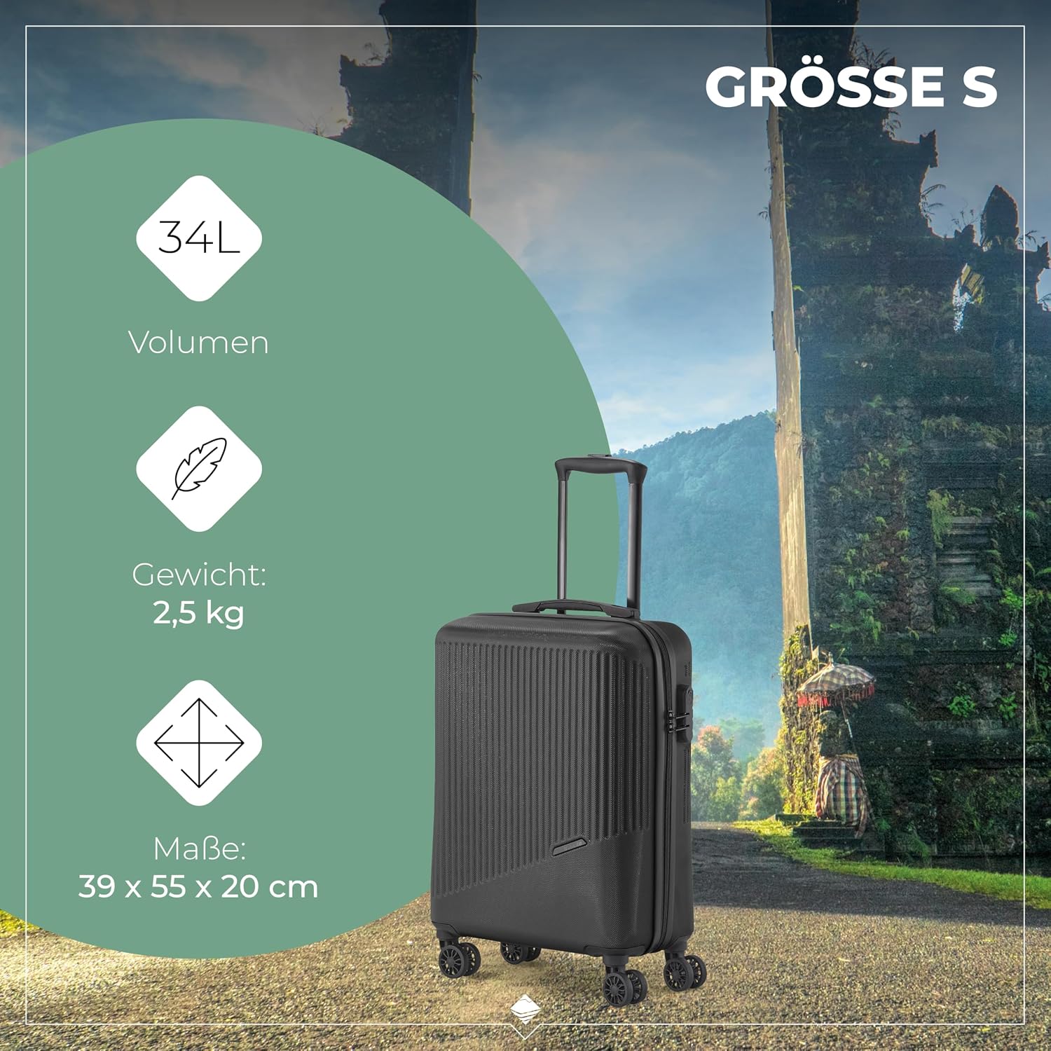 Detalle de Travelite 4-Rad Koffer Set 3-teilig Bali: Hartschale, TSA/Combination Lock, ABS
