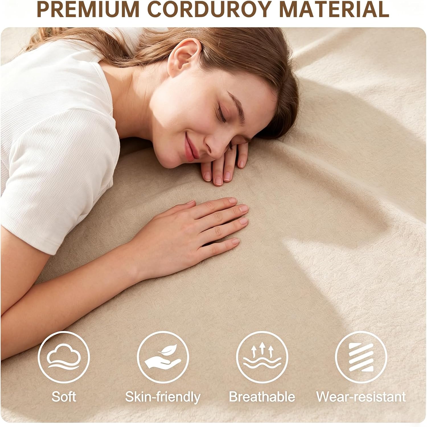 Detalle de Dailyhome DHSOFA-0239-BEIGE-NEW-CA Convertible Corduroy Sofa Bed, Beige