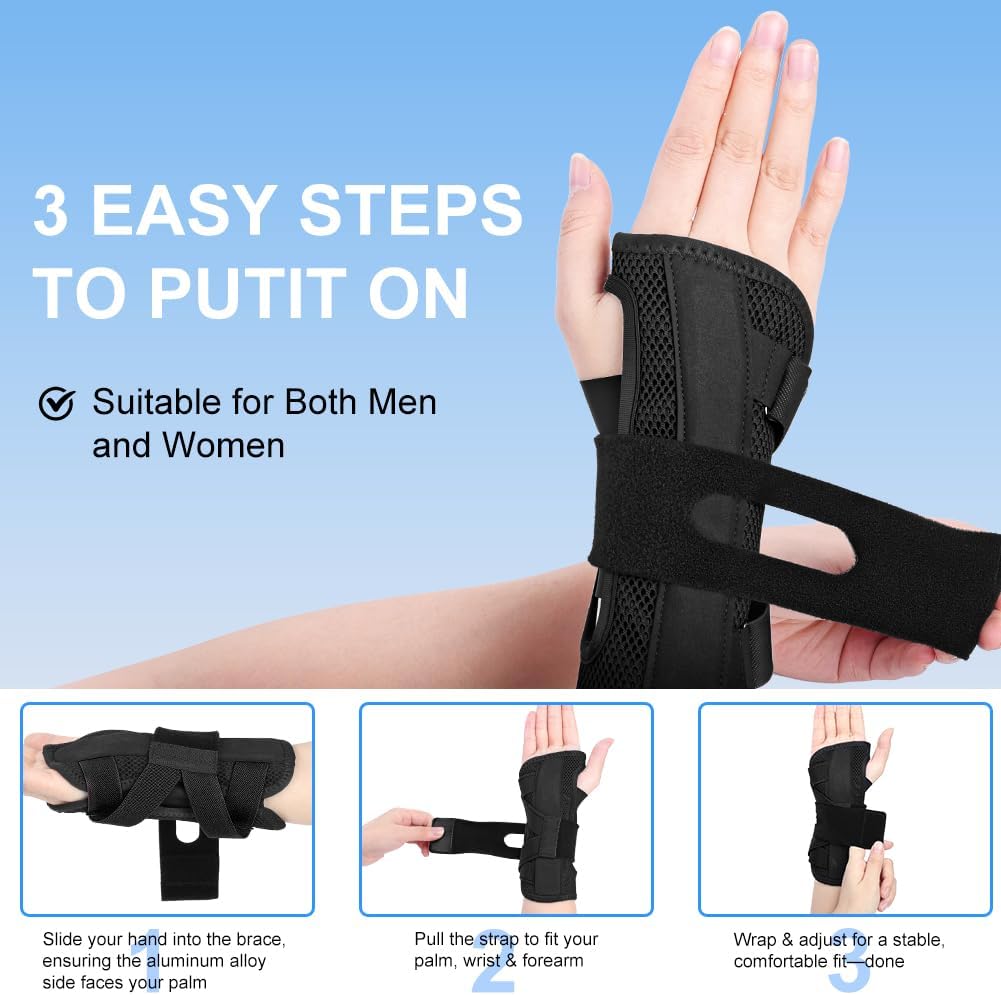 Thumbnail 5 de Fefod attelle de poignet avec plaques en aluminium : support pour syndrome du canal carpien et douleur au poignet