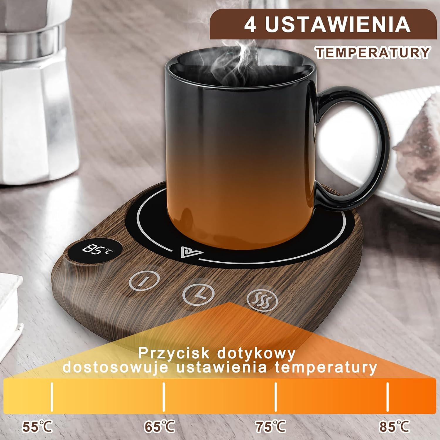 Detalle de MXMZHXU Calentador de Tazas con 4 temperaturas y temporizador