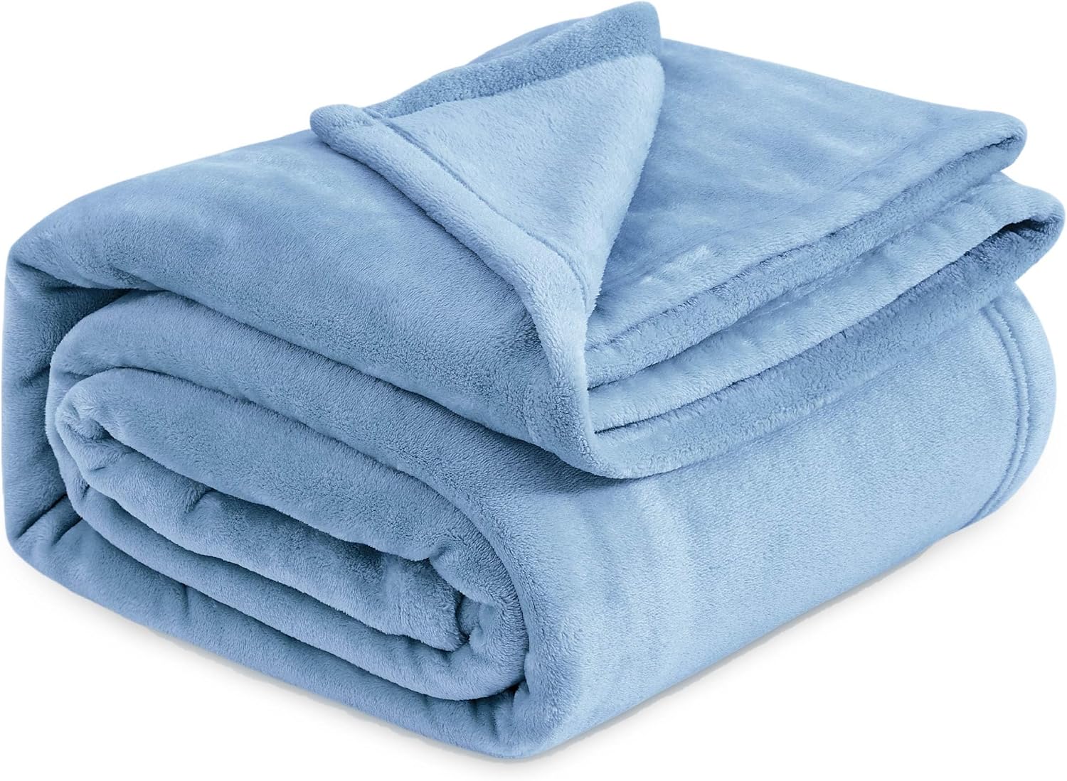 Detalle de Bedsure Queen Flannel Fleece Blanket, Washed Blue, 90 x 90 Inches