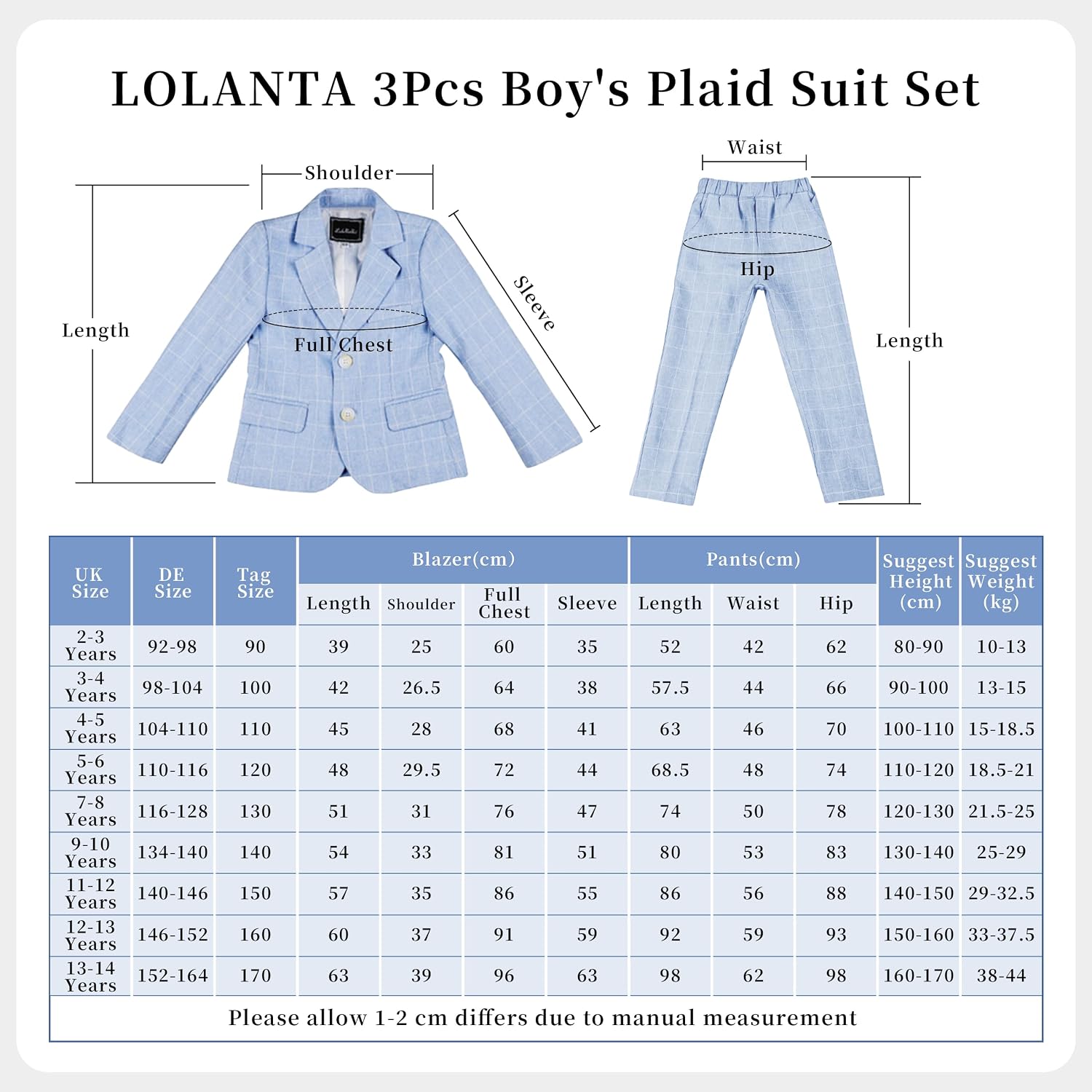 Thumbnail 5 de LOLANTA Boys suit geruit tweedelig jongenspak met blazer en broek voor bruiloften