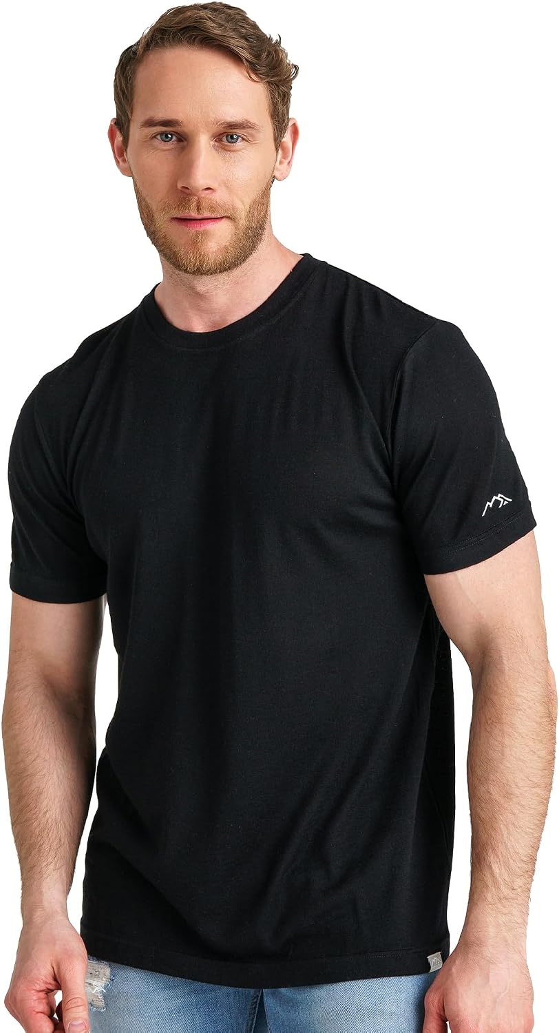 Detalle de 100% Merino T-Shirt Herren Kurzarm – Lightweight Merino Wolle Sportshirt