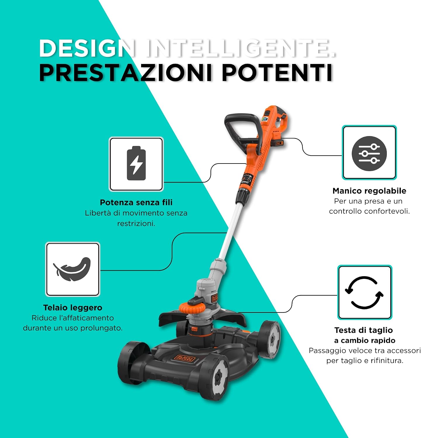 Detalle de BLACK+DECKER STC1820CM-QW: Tagliabordi senza fili 18V POWERCONNECT 3-in-1
