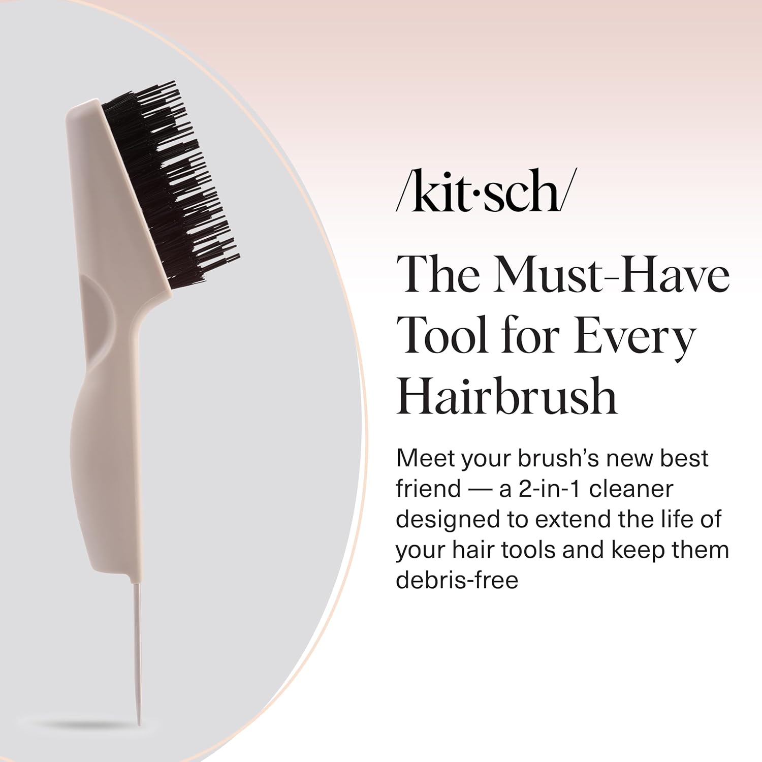 Detalle 2 de Kitsch Brosse à cheveux double face 2 en 1 : outil de nettoyage et de retrait des nœuds