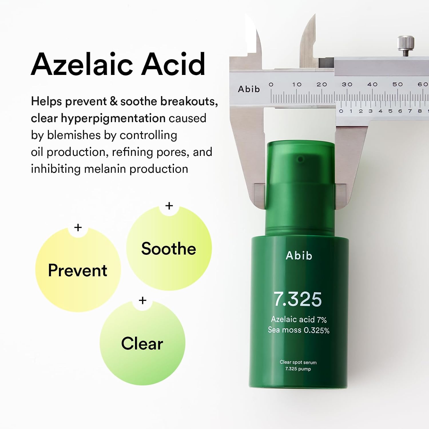 Detalle de Abib Clear Spot Serum 7.325 Pump with Seamoss Extract, Azelaic Acid, Succinic Acid (1.01 fl oz / 30 mL)