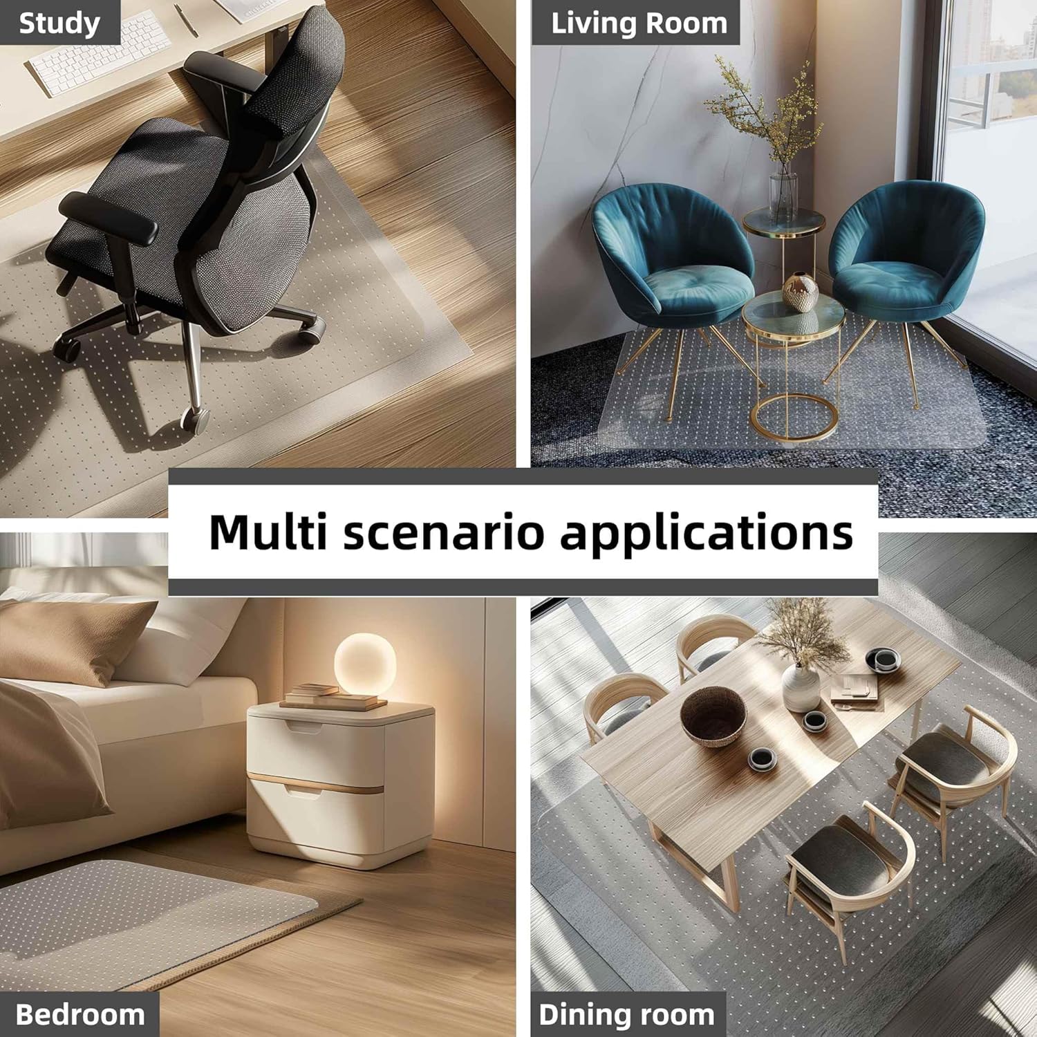 Detalle 2 de LeapYouth Office Chair Mat for Carpet Floor, 76x120cm – Clear PVC Non-Slip Carpet Protector