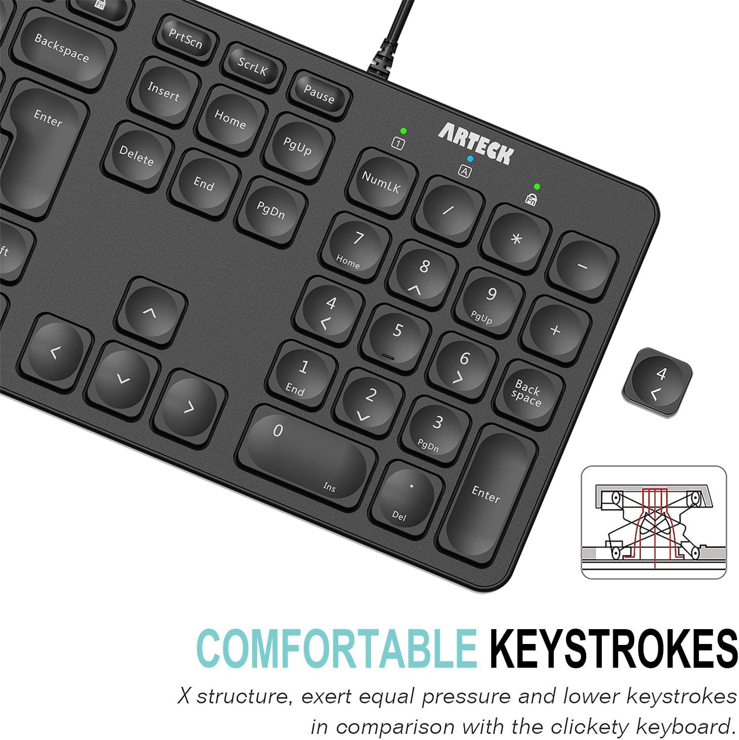 Thumbnail 2 de Arteck USB Wired Keyboard 1.8M Backlit, 7‑colour