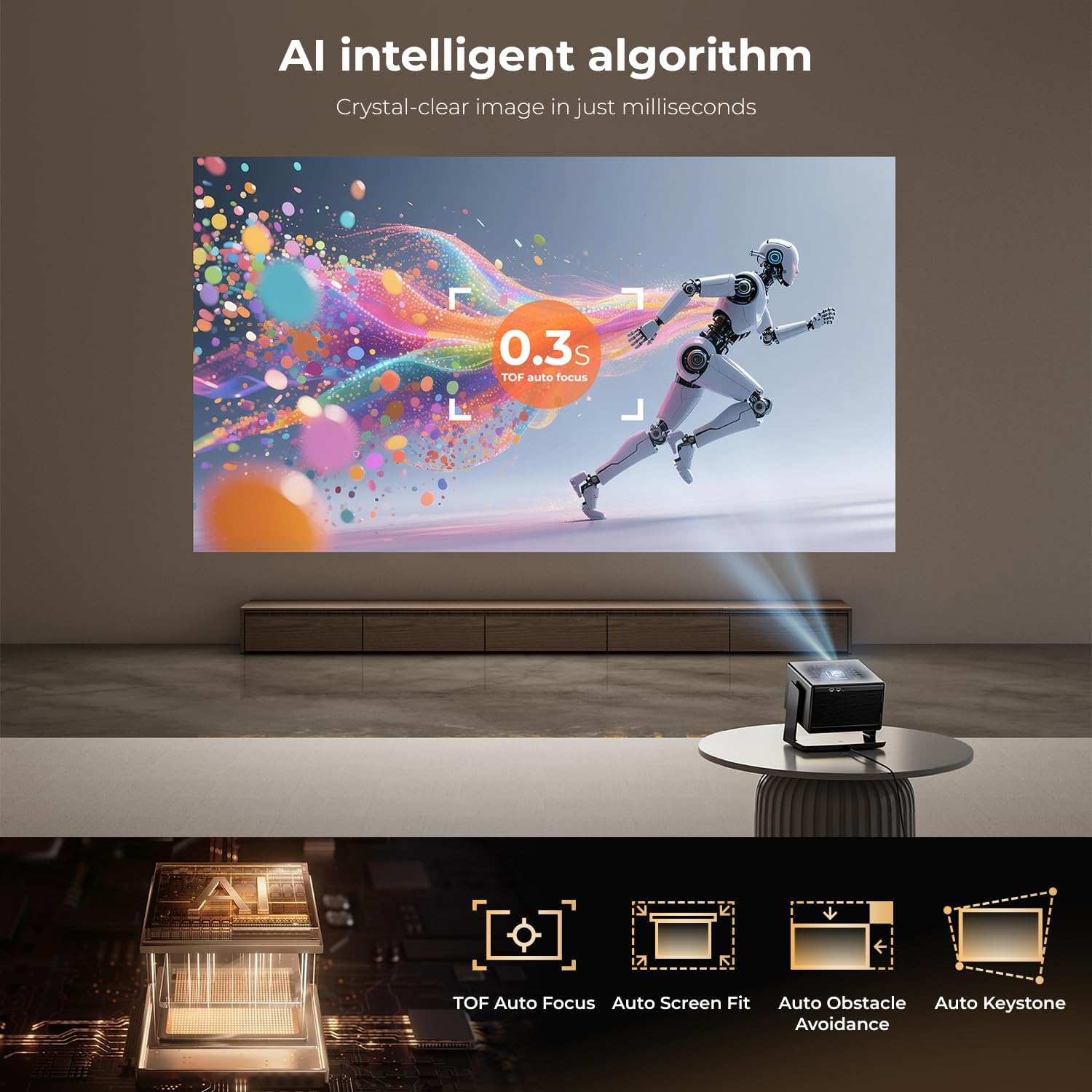 Thumbnail 4 de ELEPHAS Smart 4K Projector with WiFi & Bluetooth — 270° Rotatable Home Theater