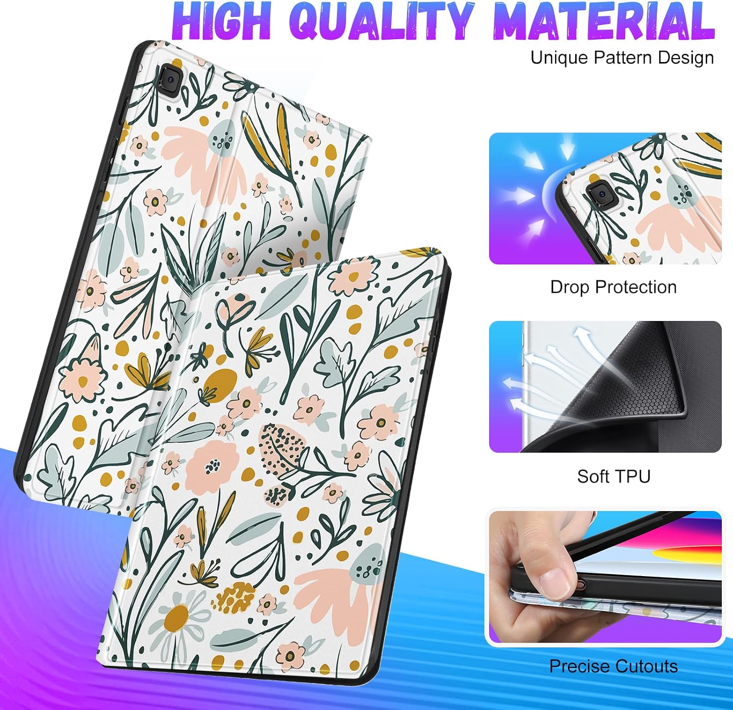 Detalle 2 de SurgeCraft Flower Kawaii Folio Case for Samsung Galaxy Tab S6 Lite 10.4 Inch