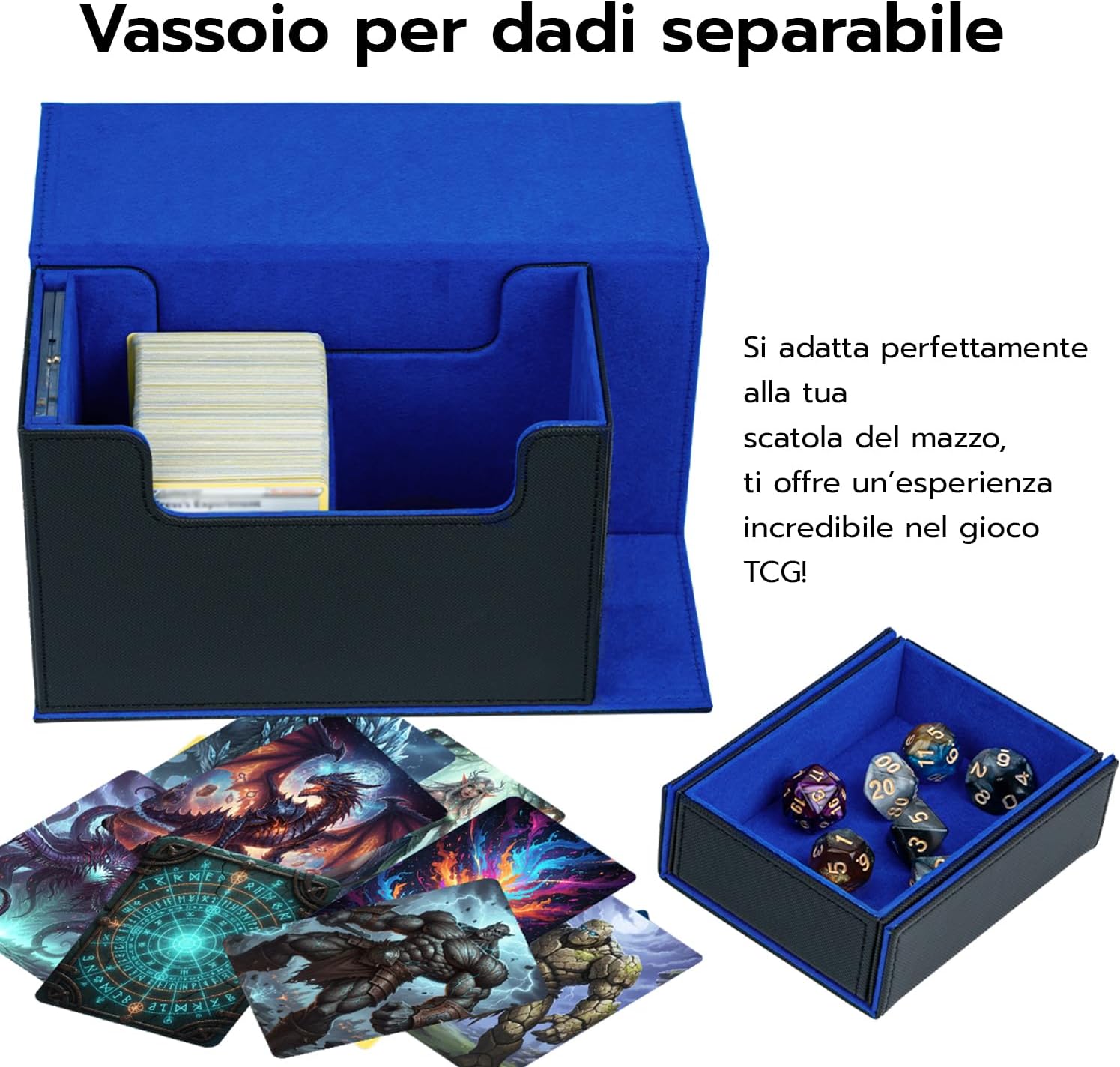 Thumbnail 5 de Tolesum Commander Deck Box: dopio porta mazzo in pelle PU, 22+ carte, box per dadi e ampia capacità
