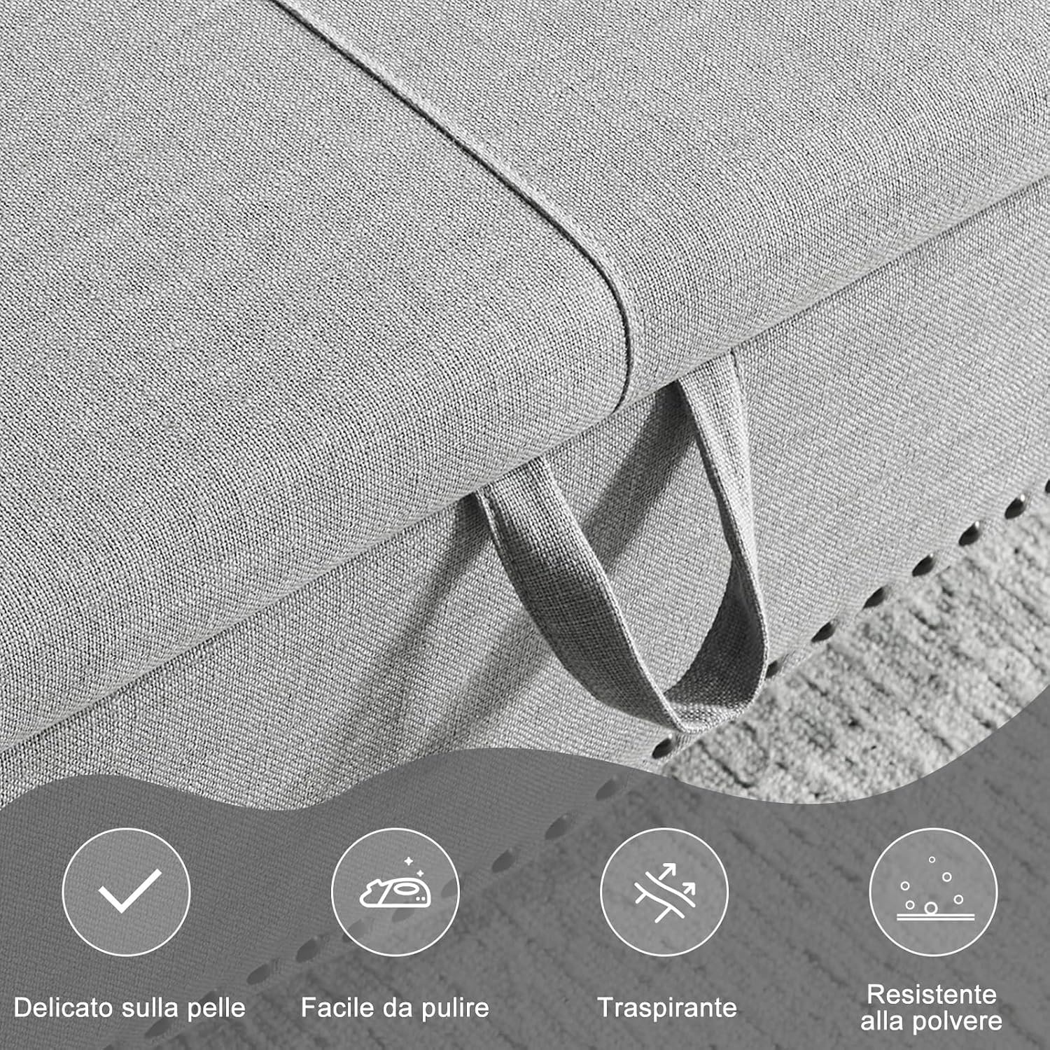 Thumbnail 6 de Ckaff Panca Fondo Letto 130 cm: cassapanca contenitore con pouf e poggiapiedi in stile moderno