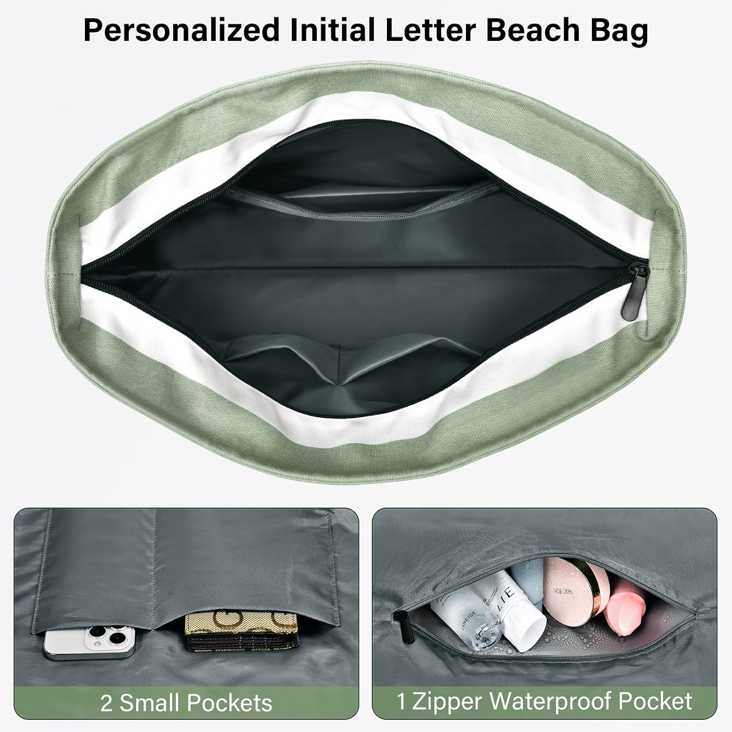 Thumbnail 3 de oscaurt Strandtasche XXL Shopper: Wasserdichte Badetasche mit Reißverschluss, faltbar und vielseitig einsetzbar
