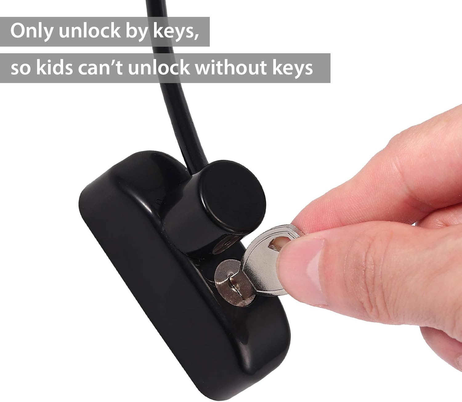 Thumbnail 2 de Neoteck window restrictor cable lock set (Black, 2 pcs) with key for child safety