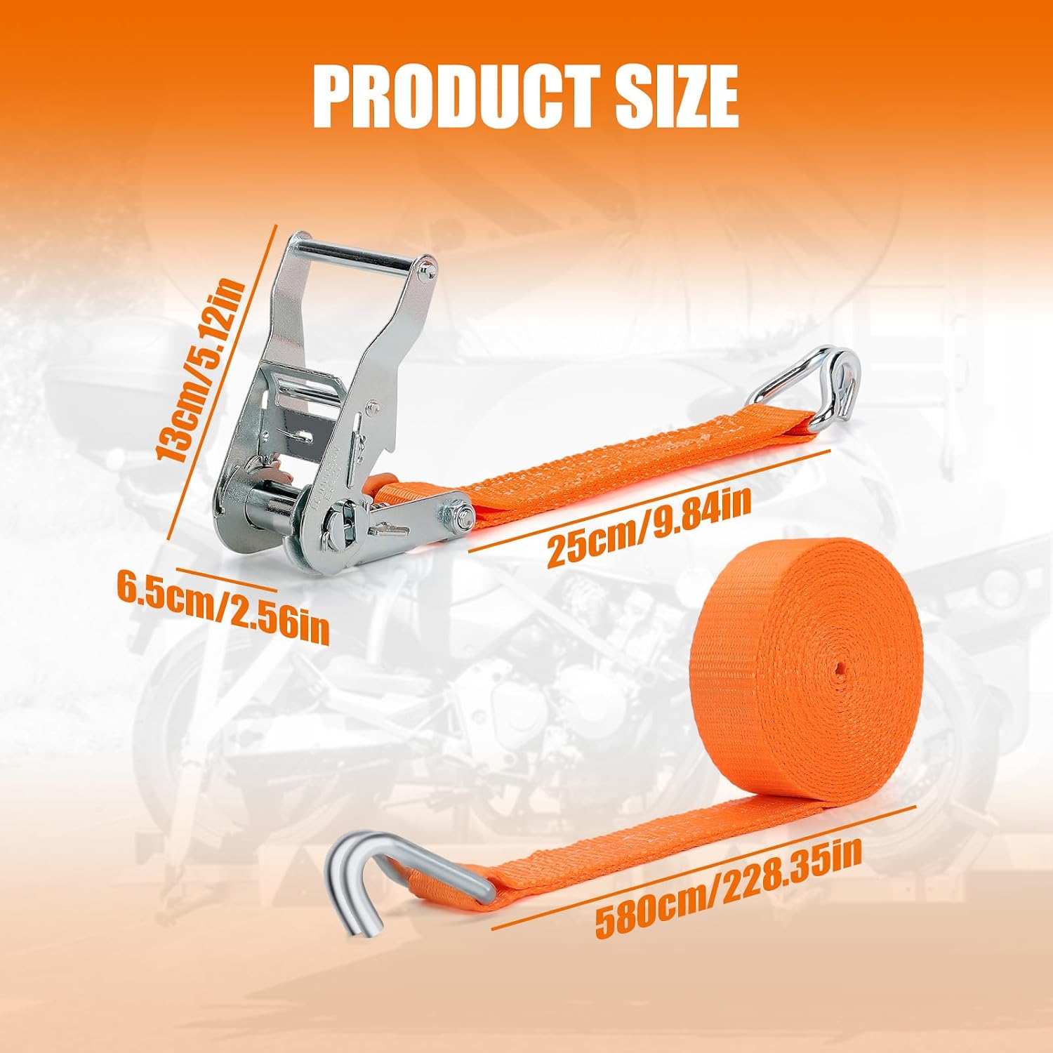 Thumbnail 6 de IAZZCO 2 x 2000KG Ratchet Straps with Hooks (6m x 40mm) — heavy-duty tie downs for motorcycles, cars, trailers and more