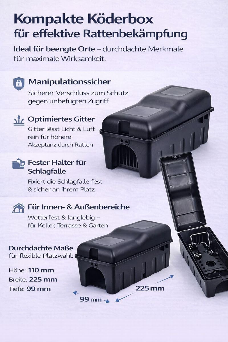 Thumbnail 5 de Rattenfalle Set 2× Köderbox 2× Schlagfalle