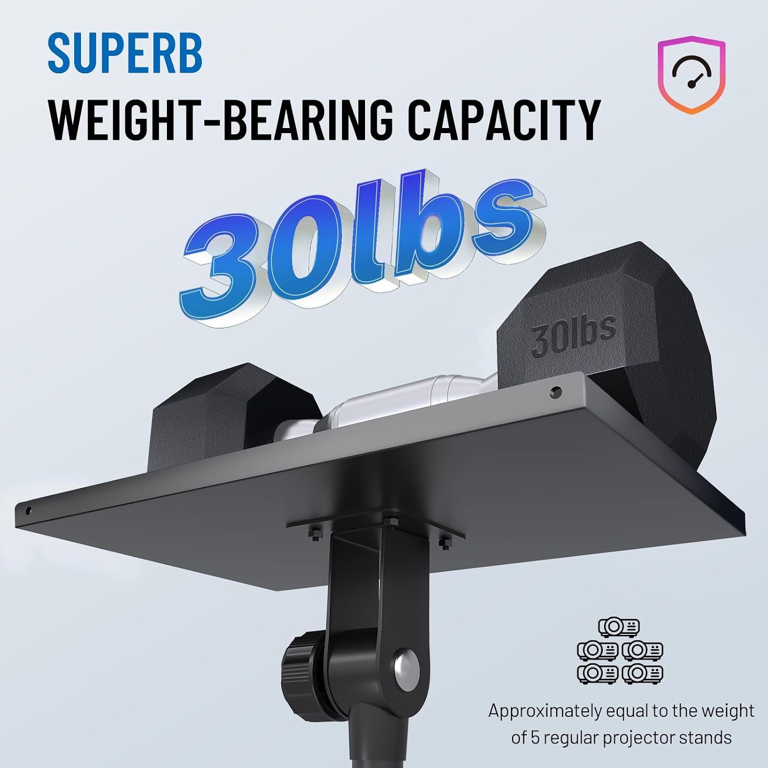Detalle de CAHAYA US-CPS0332 Projector Stand with Casters, Adjustable Tripod and Tilt Panel