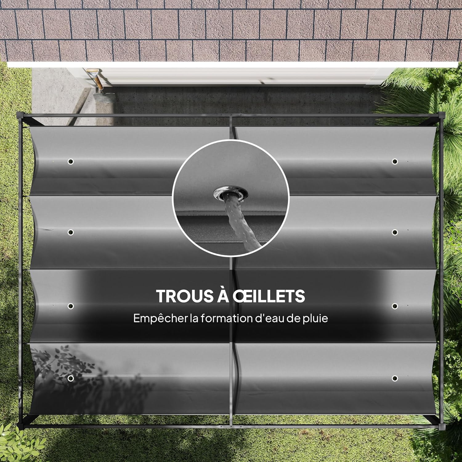 Thumbnail 4 de Pergola coulissante rétractable 4 x 3 m Outsunny, structure métal époxy anticorrosion et toile polyester 180 g/m²