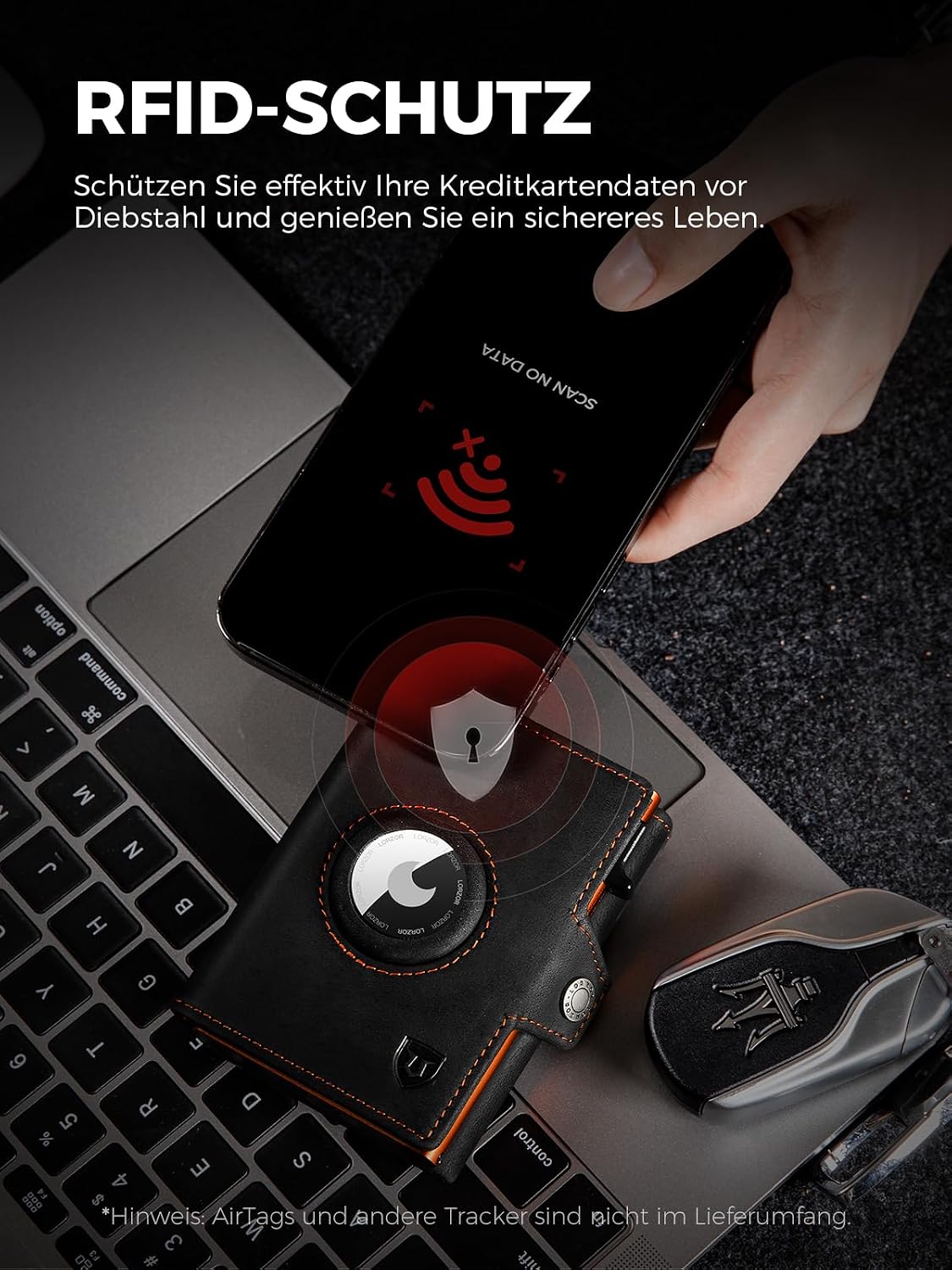 Thumbnail 5 de LORZOR Slim Wallet AirTag RFID Schutz