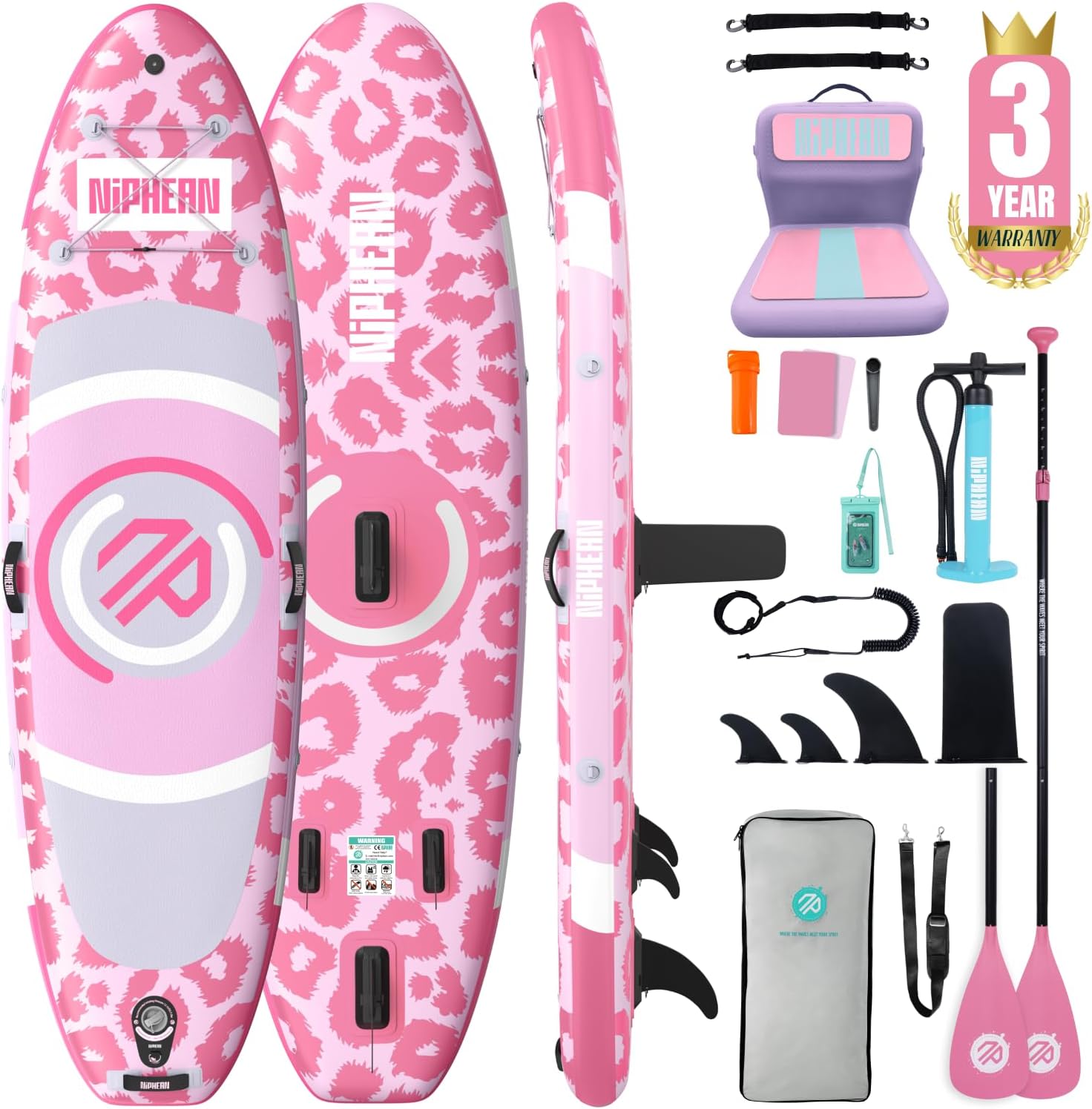 Detalle de Niphean (Ultra-Light) Inflatable Paddle Board with StabilTrac Fin and Accessories — 10' Stand Up Paddle Board for Adults & Youth