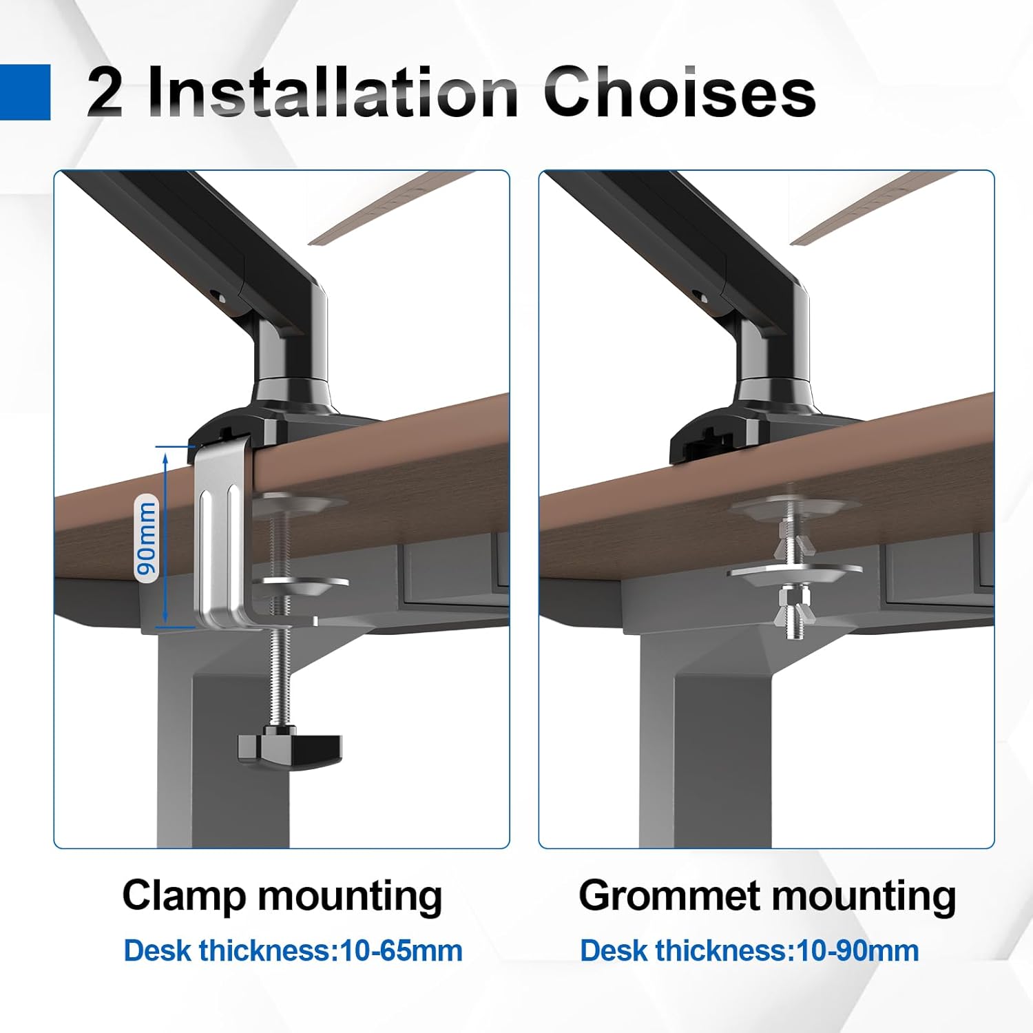 Detalle 2 de GRIFEMA GB2003-1 Single Monitor Arm Desk Mount (13–32 in) with Gas Spring, VESA 75/100mm, Black