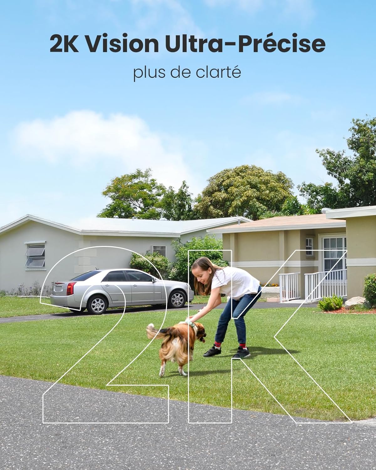 Thumbnail 2 de CAMSTRO 2 caméras extérieures 2K sans fil Wi-Fi 2,4 GHz, vision nocturne couleur, PIR et audio bidirectionnel