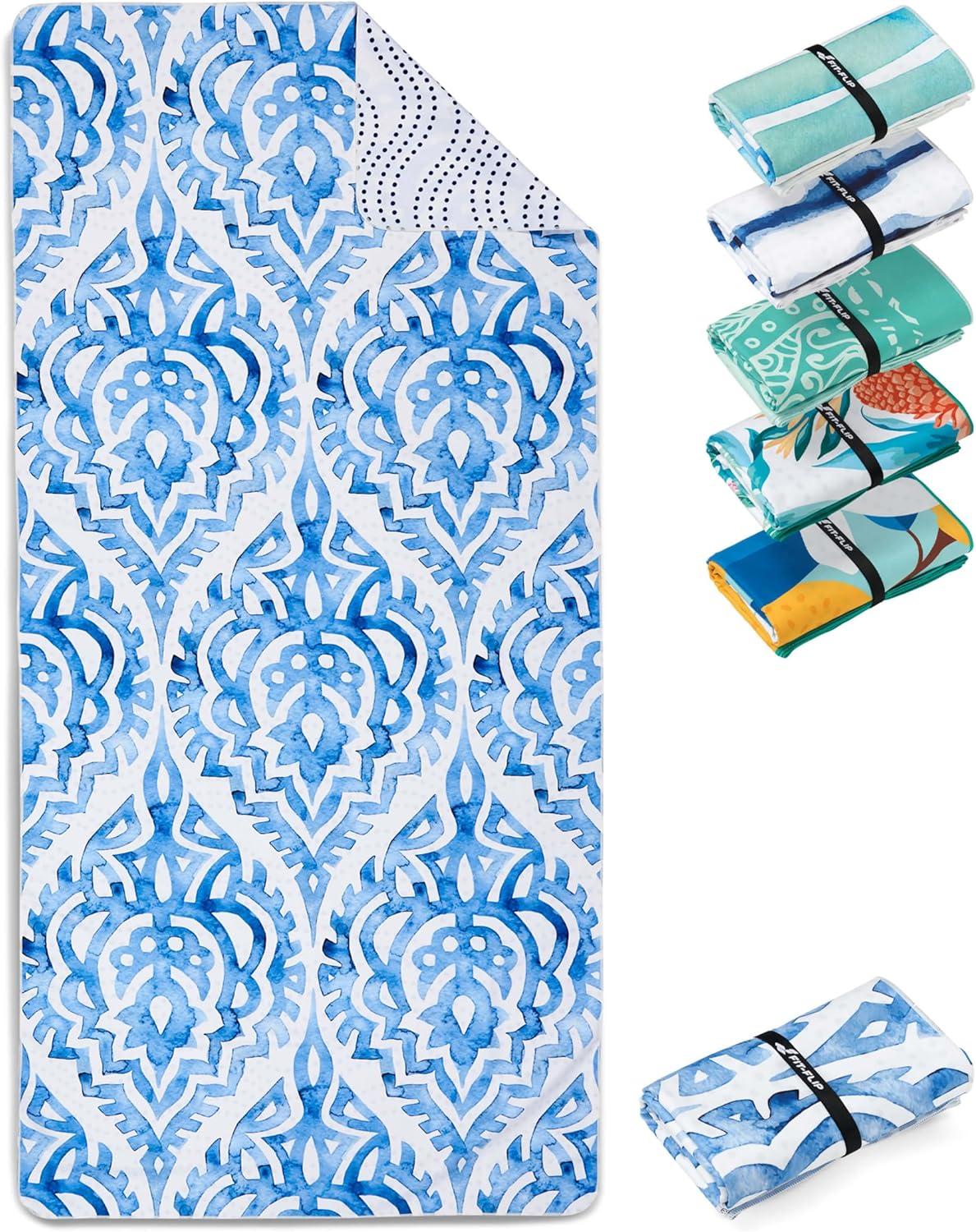 Fit-Flip Strandtuch XXL aus Mikrofaser – leicht, schnelltrocknend und recycelt (Boho 160x90 cm)