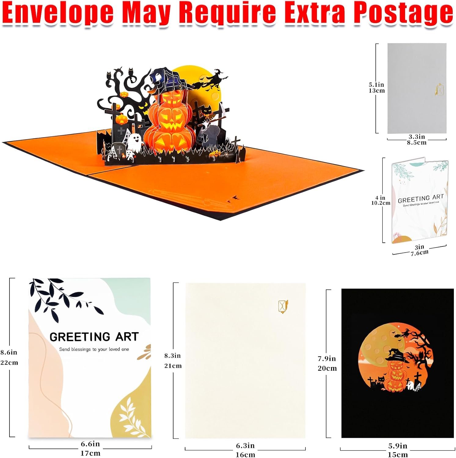 Thumbnail 2 de GREETING ART Spooky Pumpkin Pop-Up Halloween Card with 3D Laser-Cut Scene