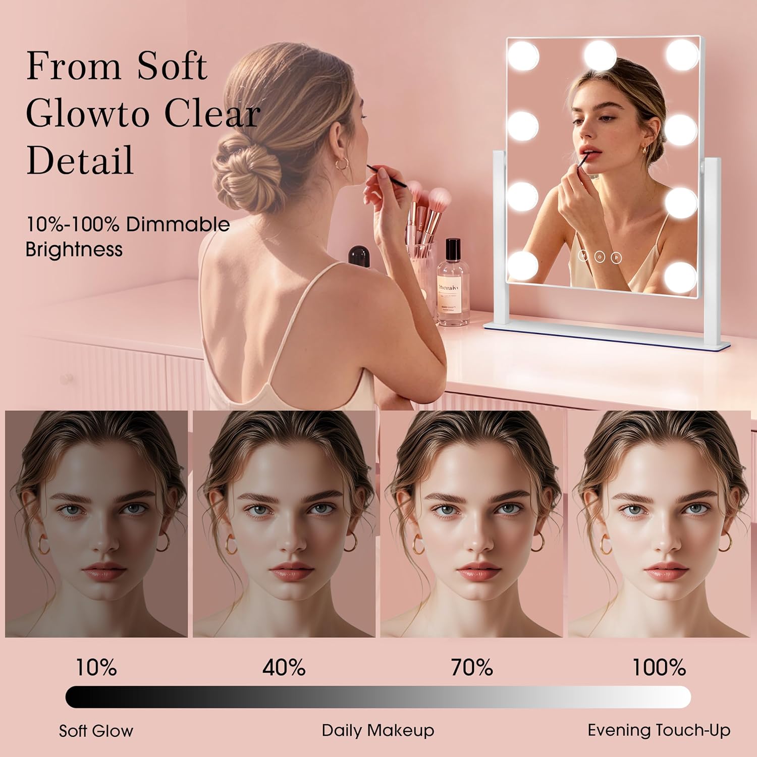 Detalle de Kotdning Lighted Vanity Mirror with 10x Magnification