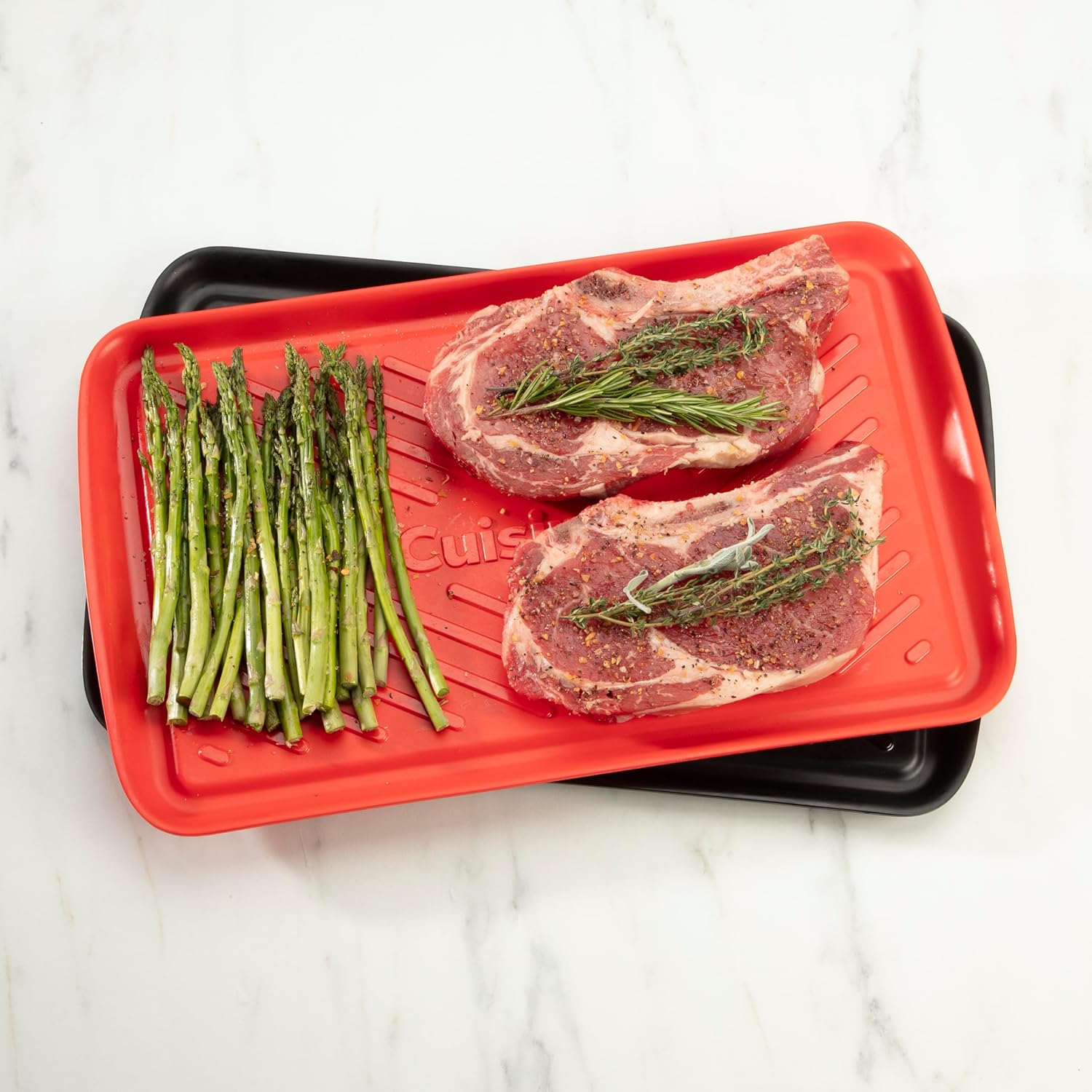Thumbnail 6 de Cuisinart Grilling Prep & Serve Trays (17 x 10.5 in) — Red & Black, Dishwasher-Safe, Nesting BBQ Trays