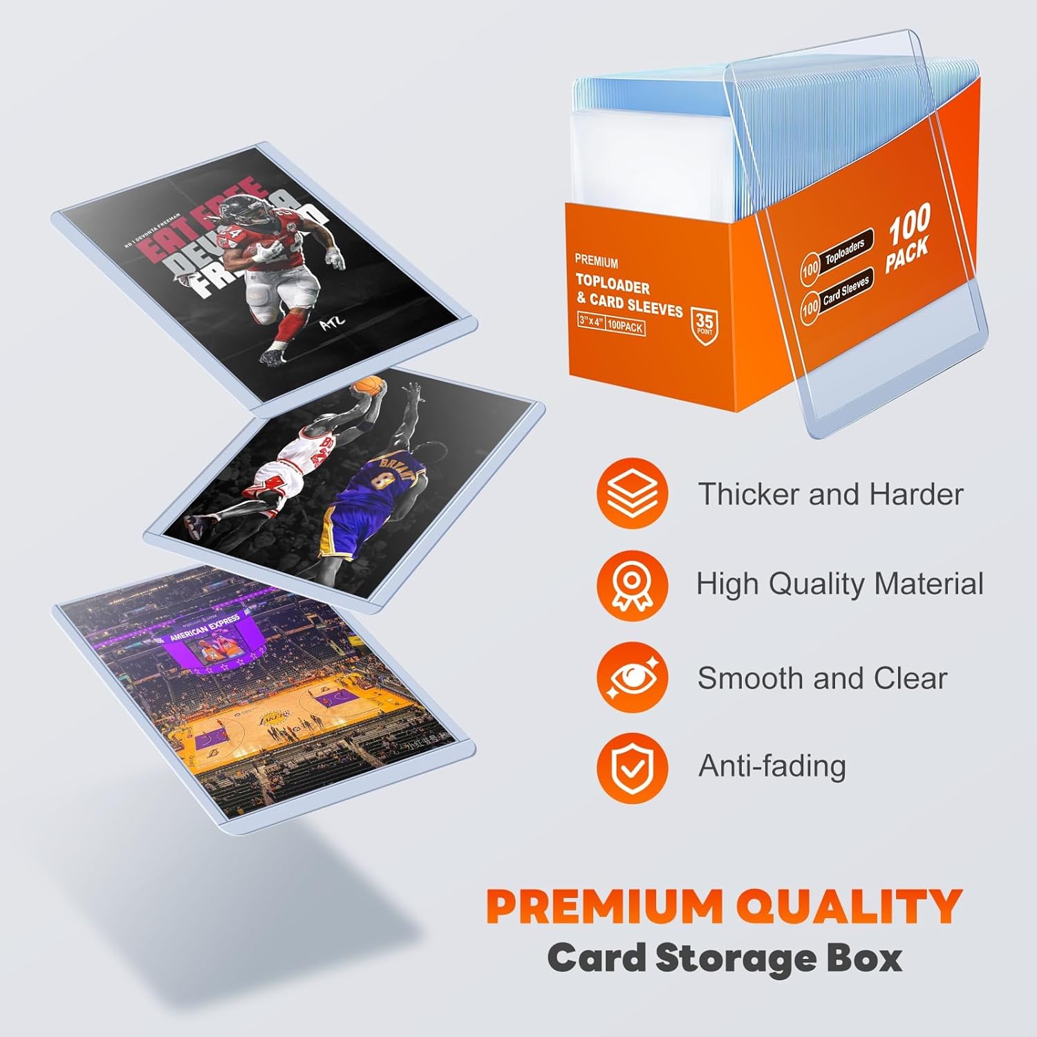 Detalle de Top loaders 200 Piece Bundle: 100 hard 3" x 4" toploaders + 100 clear sleeves