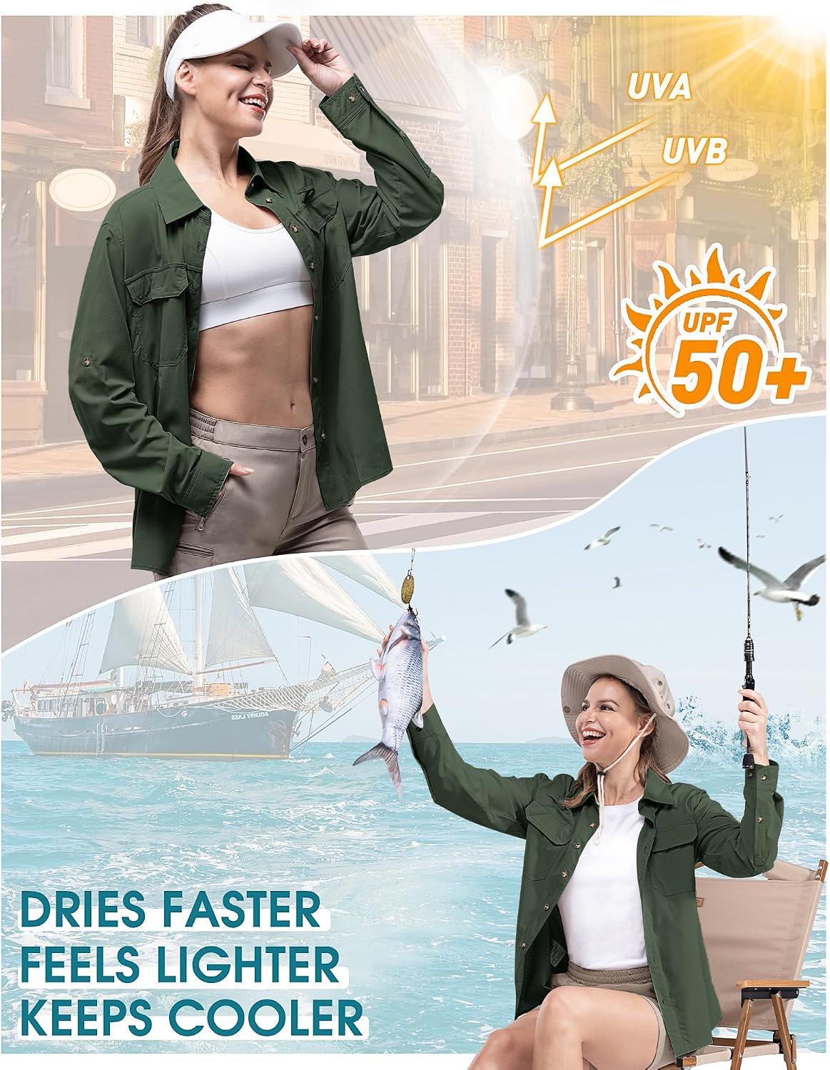 Thumbnail 4 de 33,000ft Damen Outdoorhemd mit UPF50+ UV-Schutz, schnelltrocknend und wasserabweisend
