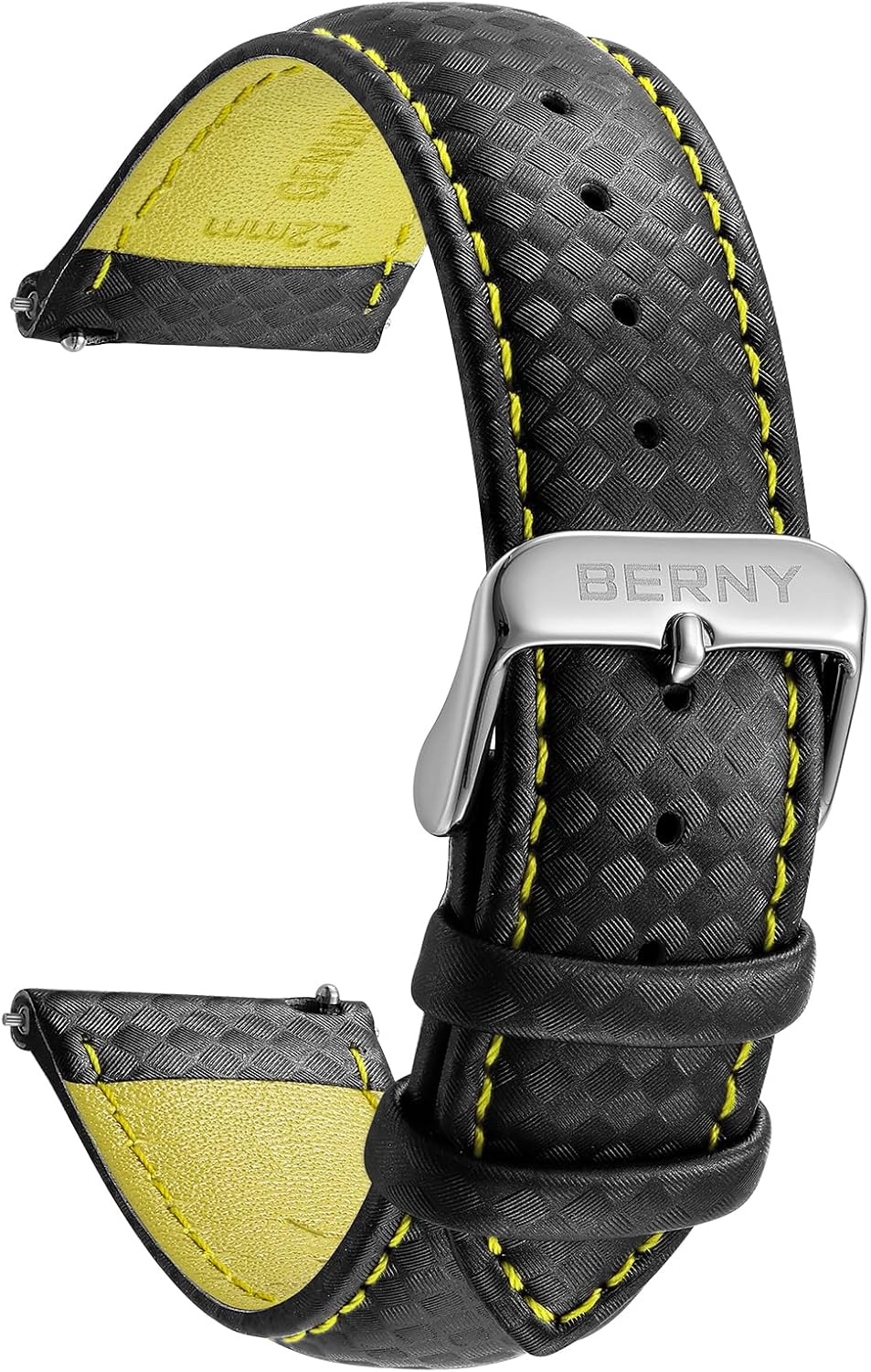 Detalle de BERNY Quick Release Echtleder Uhrenarmband Rastermuster – 20 mm oder 22 mm