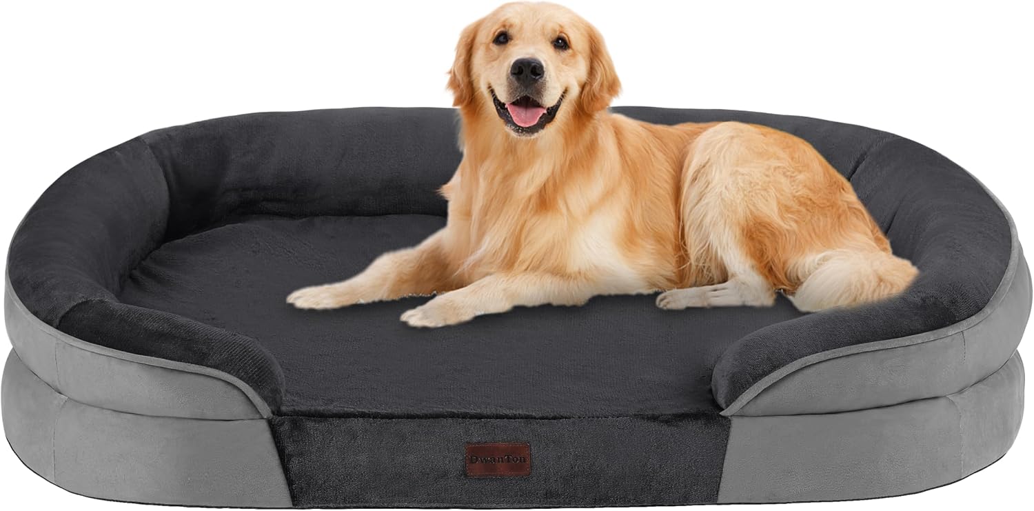 Detalle de Dwanton 42-Inch Orthopedic Dog Bed Sofa with Gel Memory Foam and Bolsters