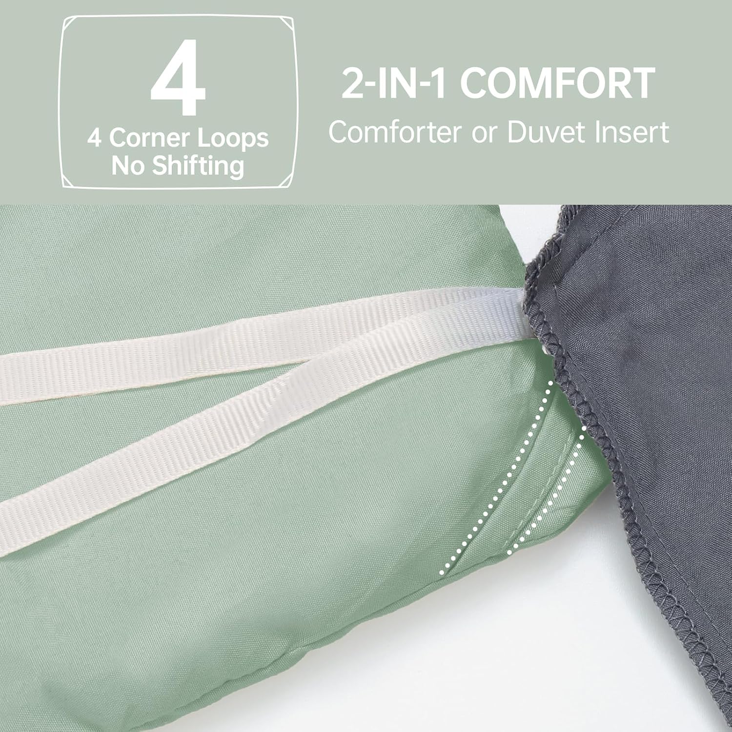 Detalle 2 de MUXHOMO Queen Comforter Set: All-Season Ultra-Soft Down Alternative Bedding in Sage Green