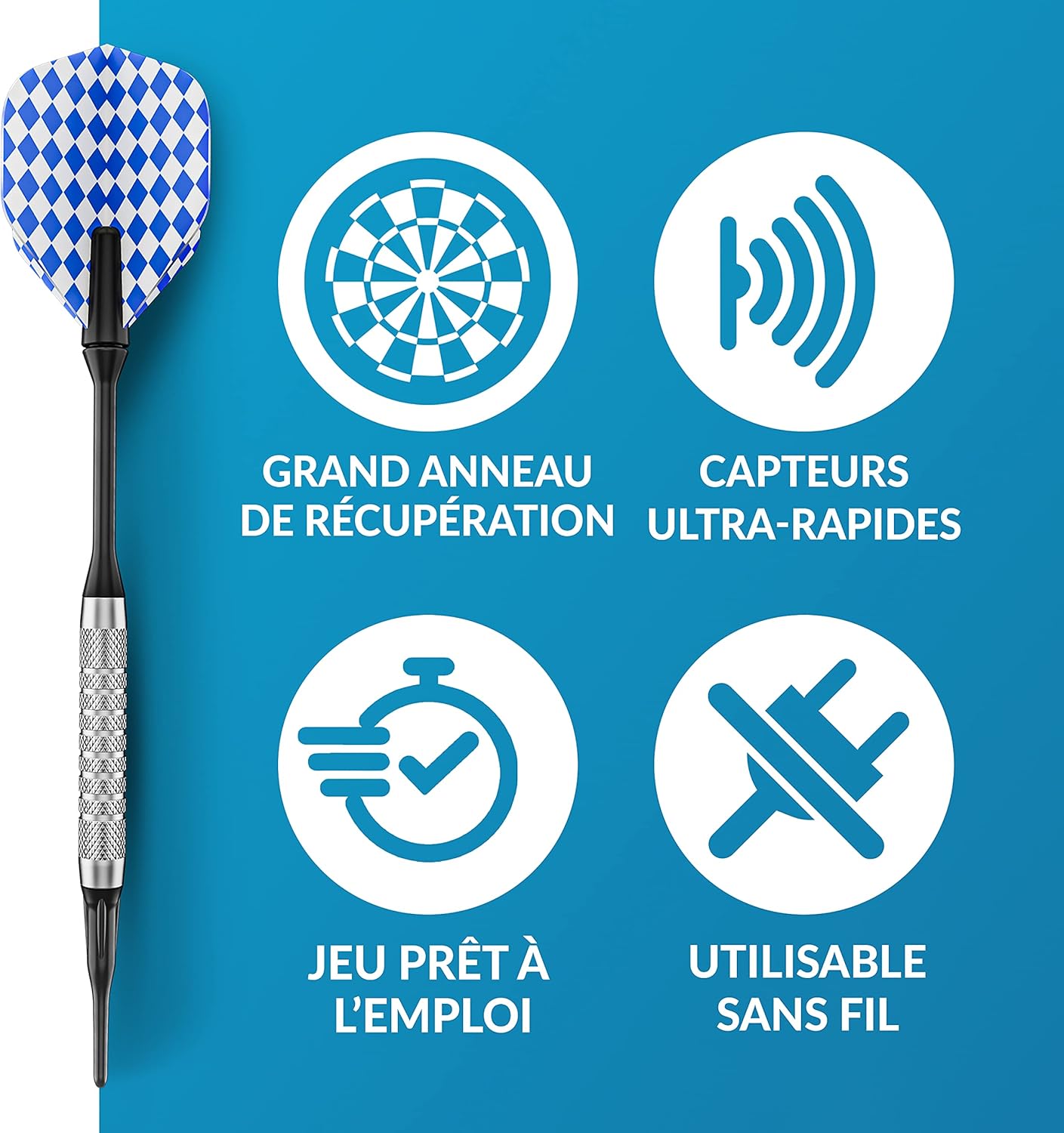 Thumbnail 3 de DartPro Cible électronique sans fil avec 6 fléchettes — Ensemble tout-en-un pour 1 à 8 joueurs