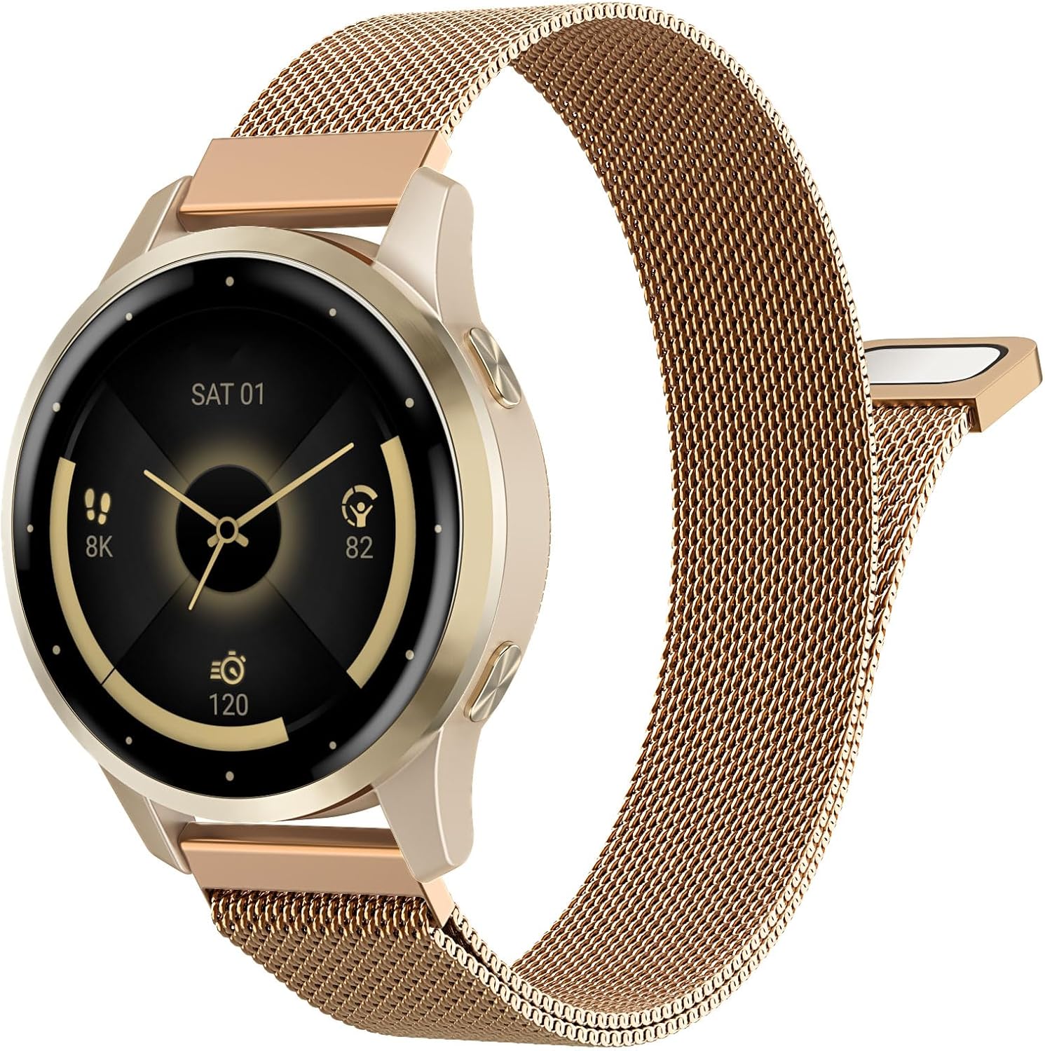 Detalle de MoKo Stainless Steel Mesh Watch Band for Garmin Venu, Vivoactive and More (18mm/20mm/22mm) – Magnetic Quick-Release Strap