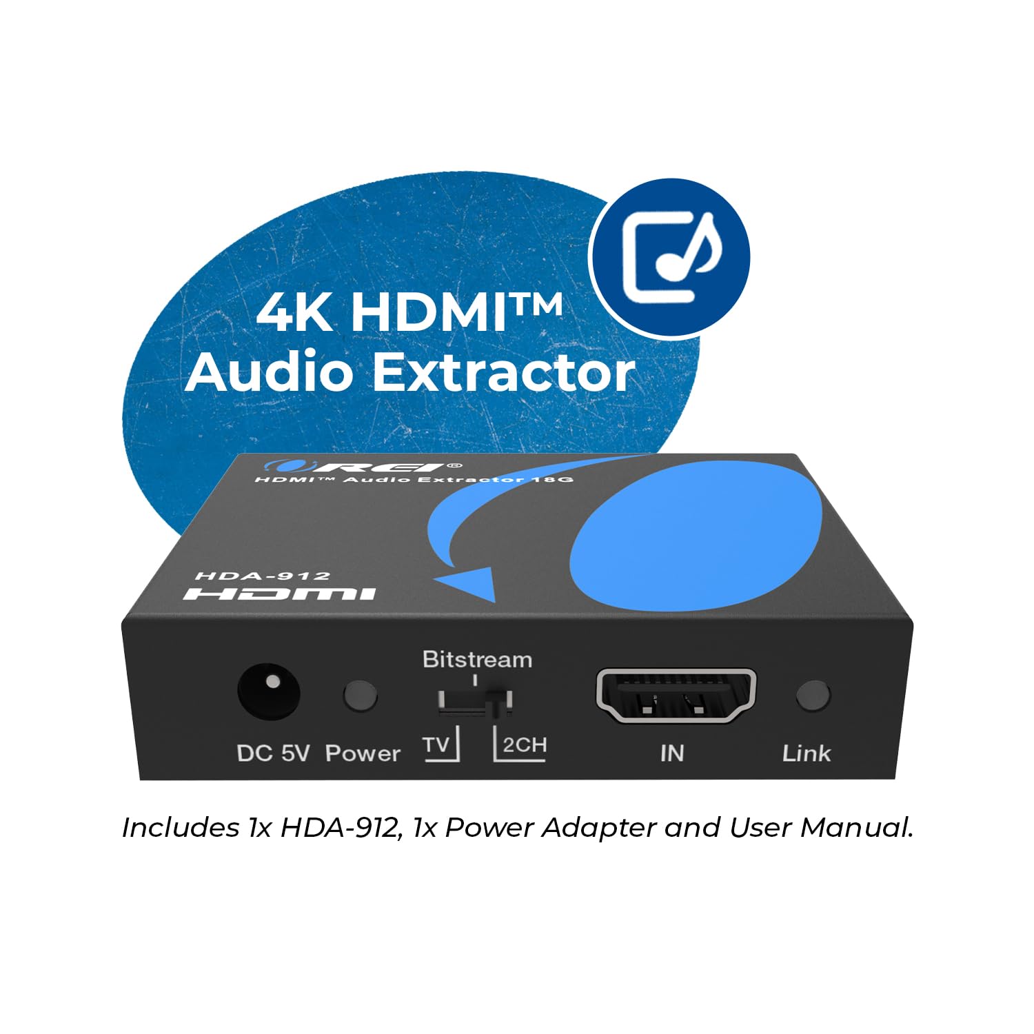 Thumbnail 5 de OREI HDA-912 4K HDMI Audio Extractor: Dolby/DTS Pass-through with Optical & 3.5mm Output