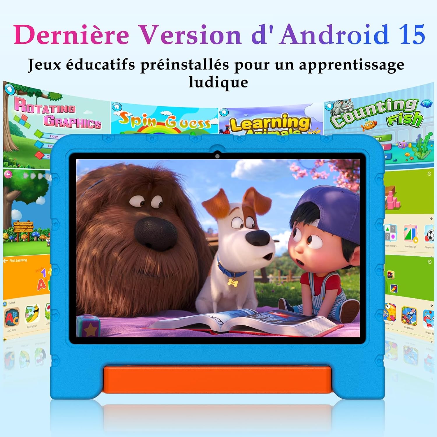 Detalle de ZIOVO Tablette Enfants Android 15 – Tablette 10 pouces avec Gemini AI, 30 Go RAM, 64 Go ROM, Parentalité et écohabitation multimedia