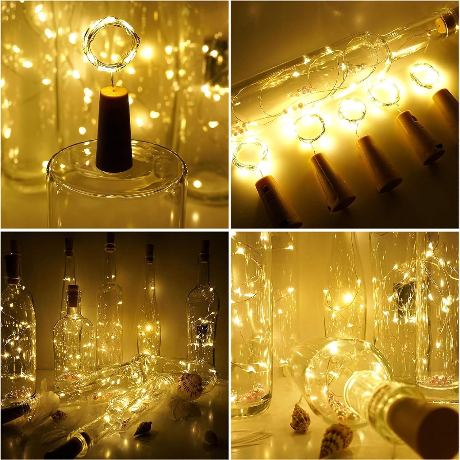 Detalle 2 de KOBOKO 12er LED-Flaschenlicht als Lichterkette (Flaschenkorken), warmweiß, je 2 m / 20 LEDs